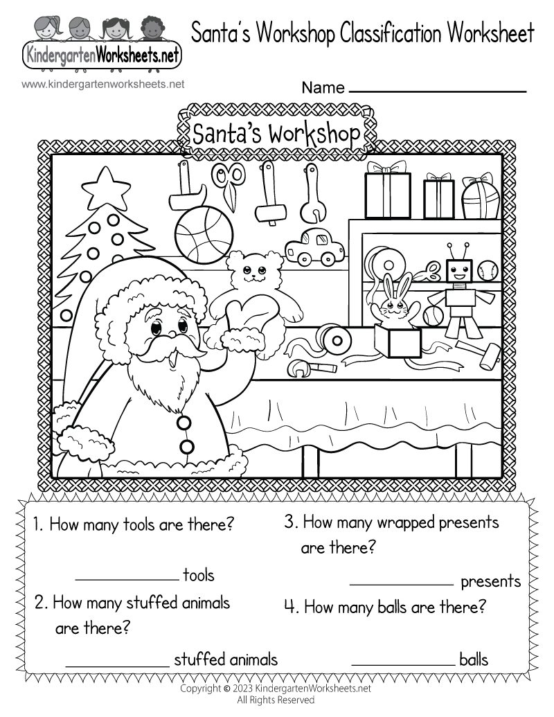 Santa&amp;#039;S Workshop Classification Worksheet - Free Printable with Printable Kindergarten Holiday Worksheets
