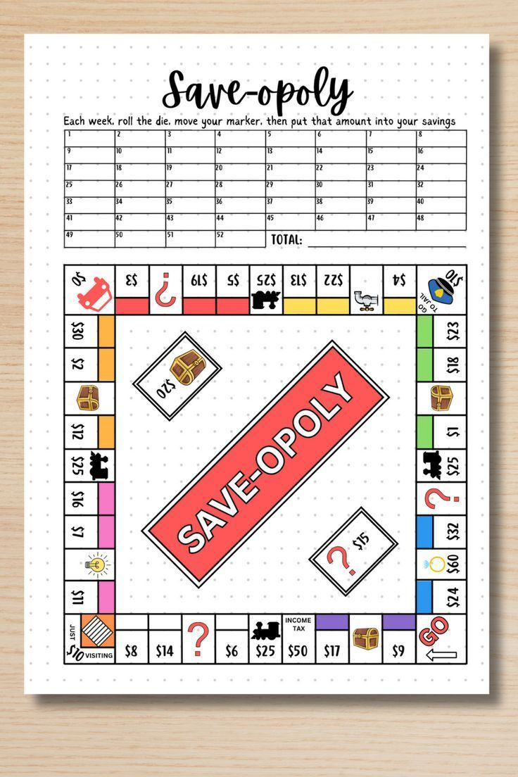 Saveopoly Savings Challenge Printable Bullet Journal Savings Game with Saveopoly Free Printable