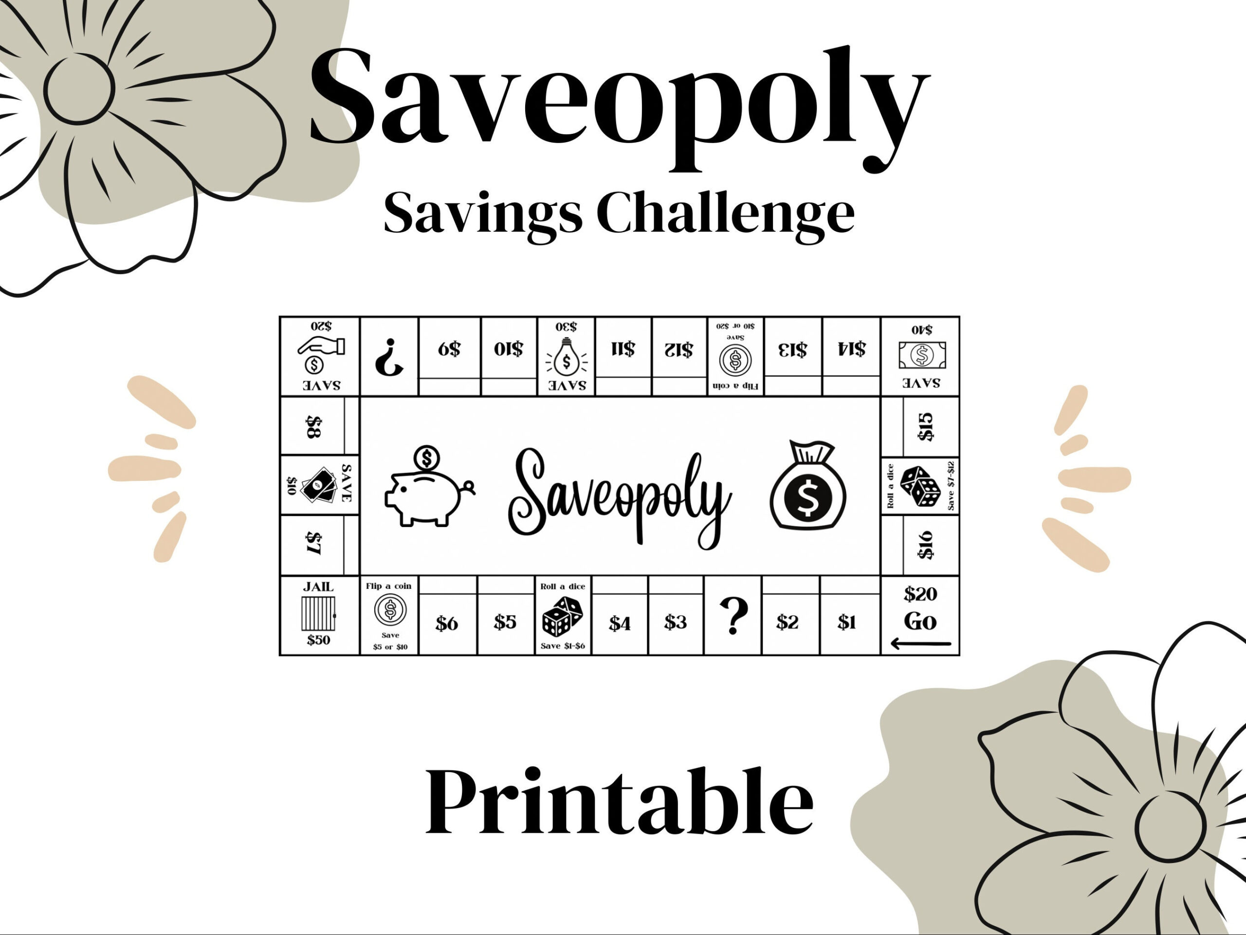 Saveopoly Savings Challenge Printable pertaining to Saveopoly Free Printable
