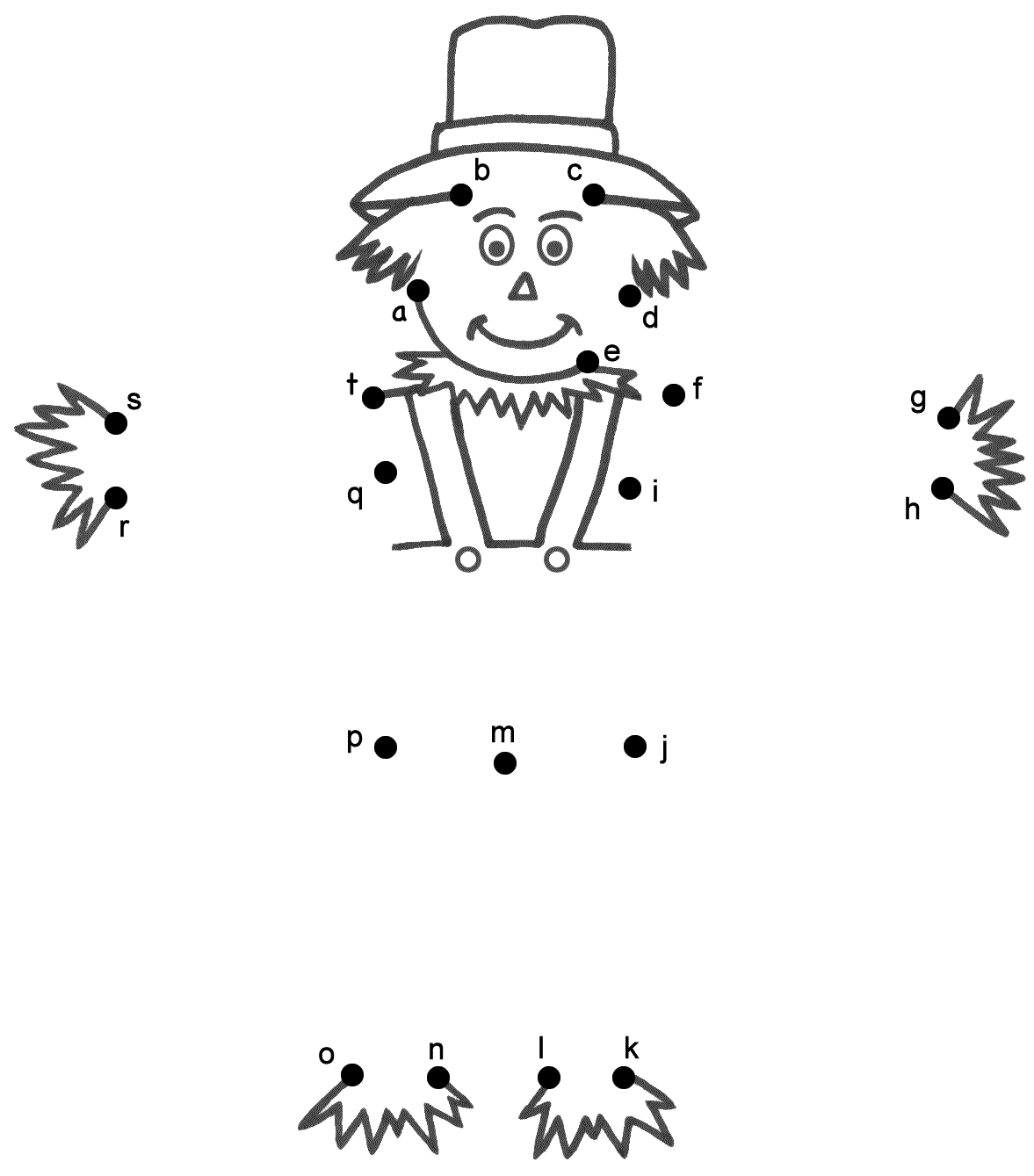 Scarecrow - Connect The Dotslowercase Letters (Autumn/Fall) intended for Fall Connect The Dots Printable