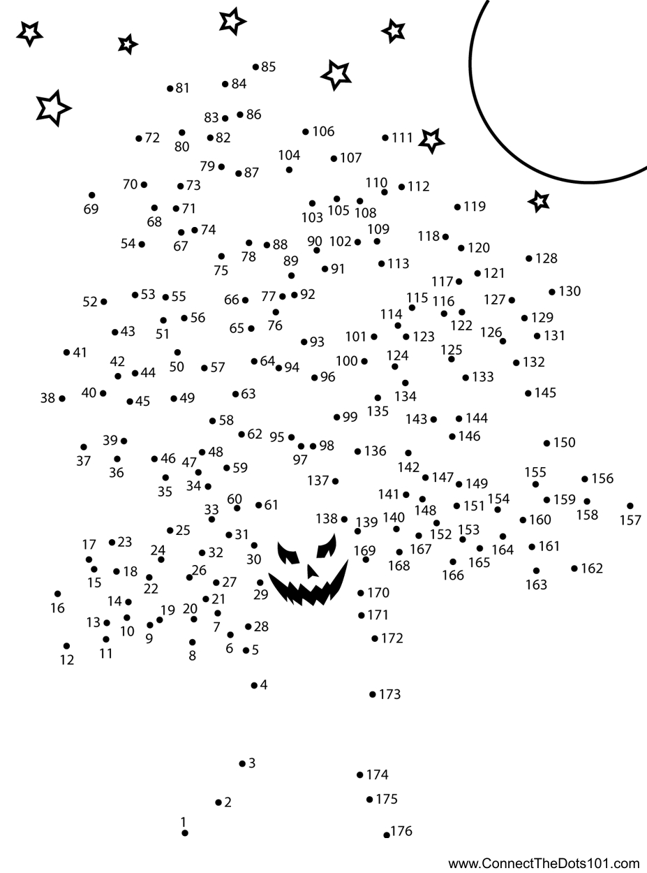 Scary Tree Dot To Dot Printable Worksheet - Connect The Dots intended for Halloween Connect the Dots Printable