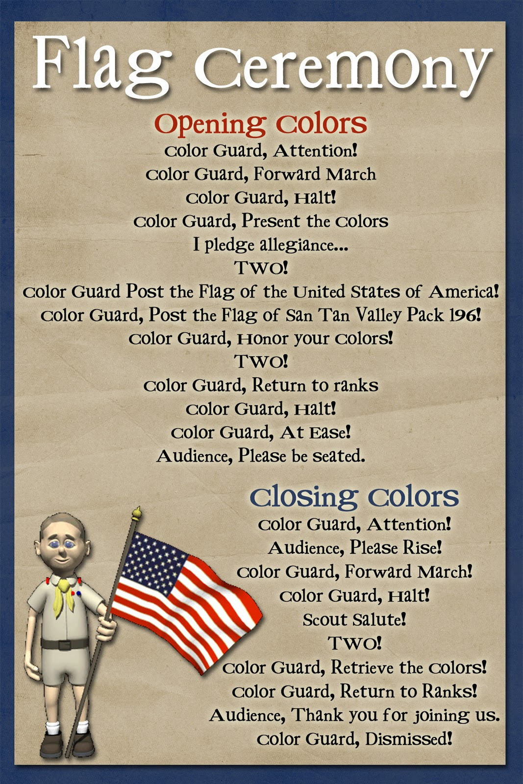 Scouts Flag Ceremony Handout | Designskassie with regard to Cub Scout Flag Ceremony Printable