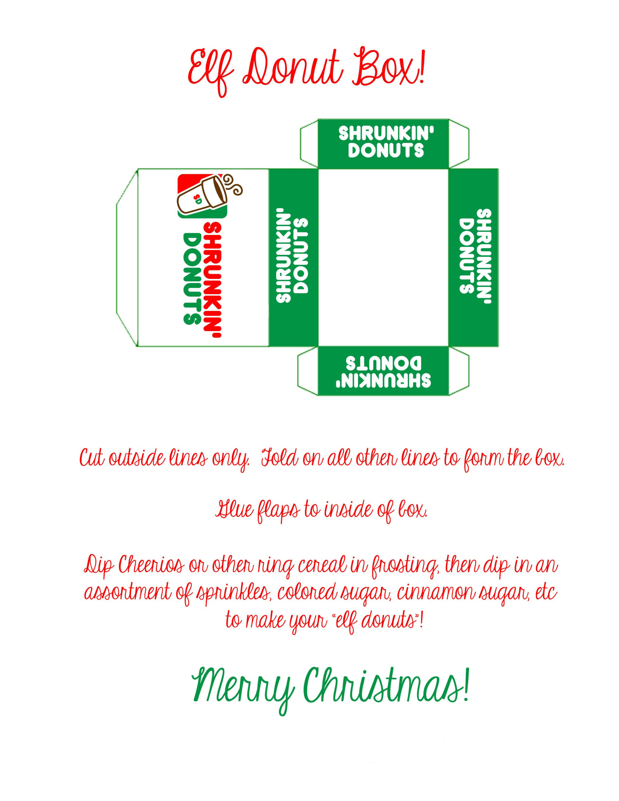 Shrunken&amp;quot; Donuts Box Printable! within Elf On The Shelf Donut Box Free Printable