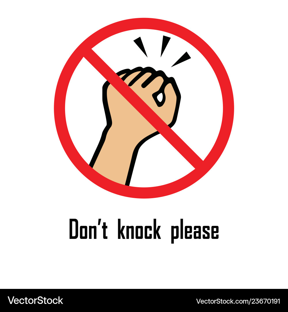 Silence Sign - Do Not Disturb Royalty Free Vector Image intended for Printable Do Not Knock Sign