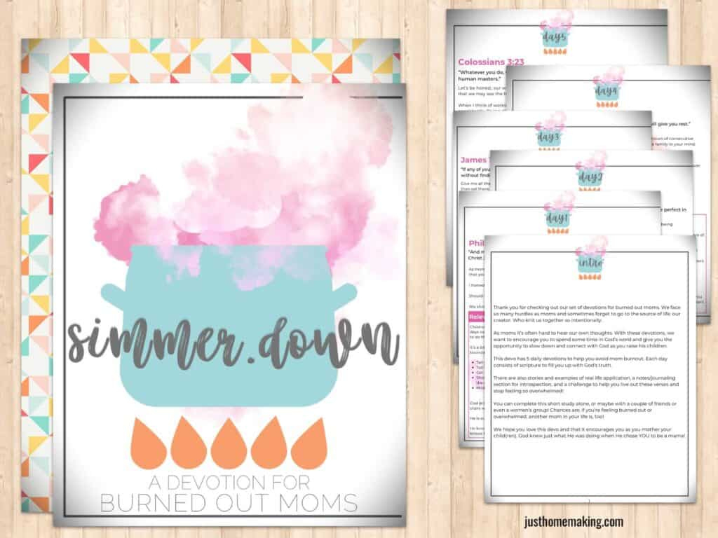 Simmer Down: A 5 Day Devotion For Burned Out Moms - Just Homemaking throughout Free Printable Devotions For Moms
