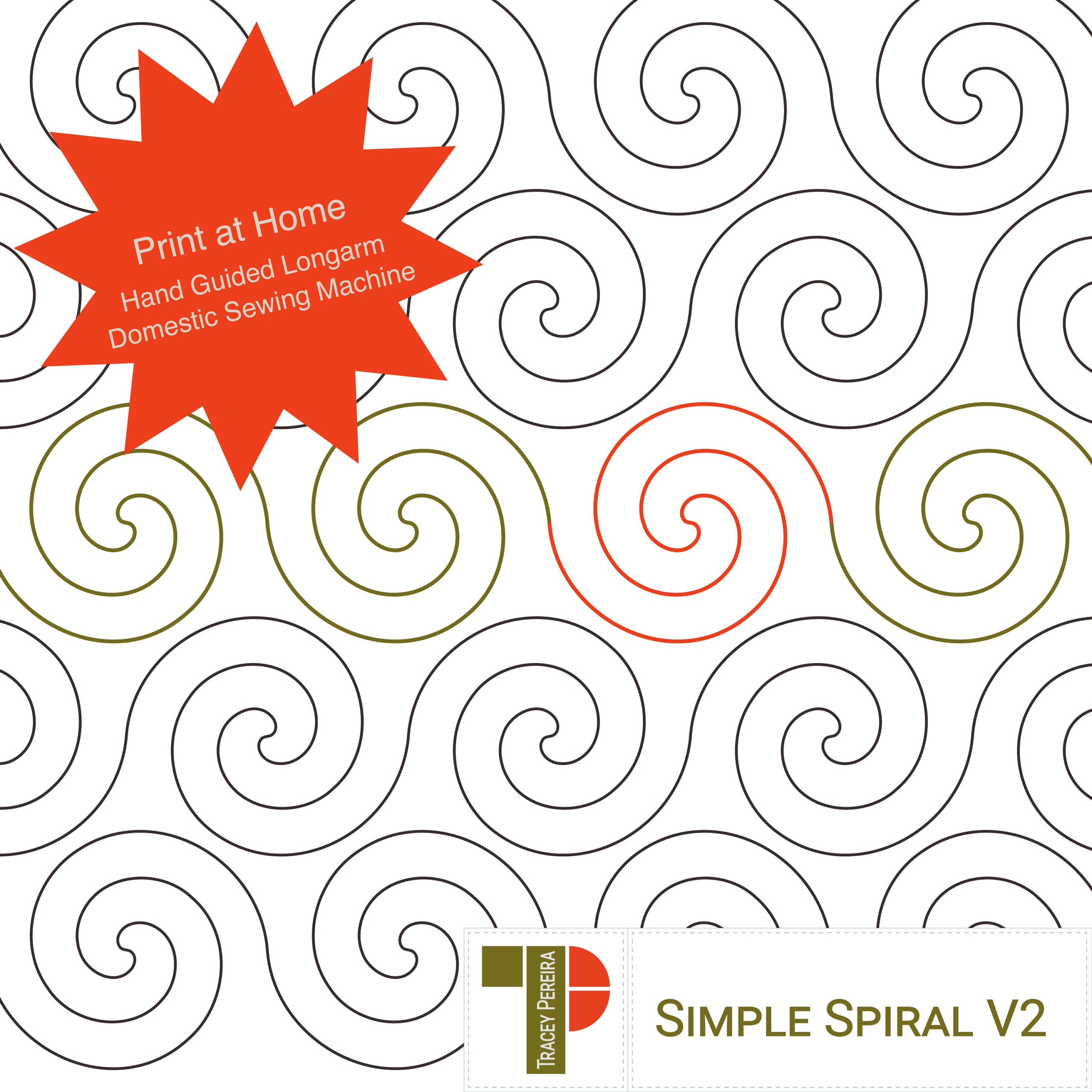 Simple Spiral Paper Version - A Set Of Two Print-At-Home Pdf with Free Quilting Pantographs For Beginners Printable