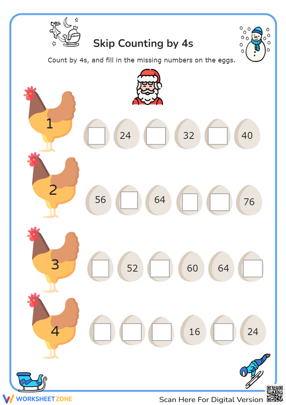 Skip Counting4S Worksheets 2025 inside Chicken Missing Numbers Worksheet