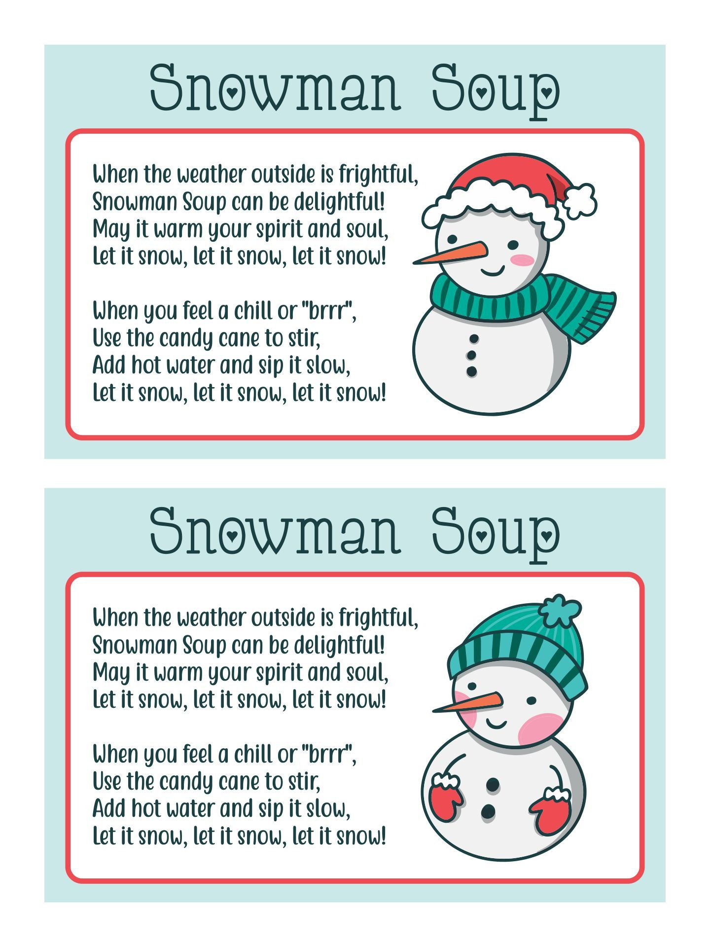 Snowman Soup Cocoa Discounts Paper inside Snowman Soup Poem Printable Free