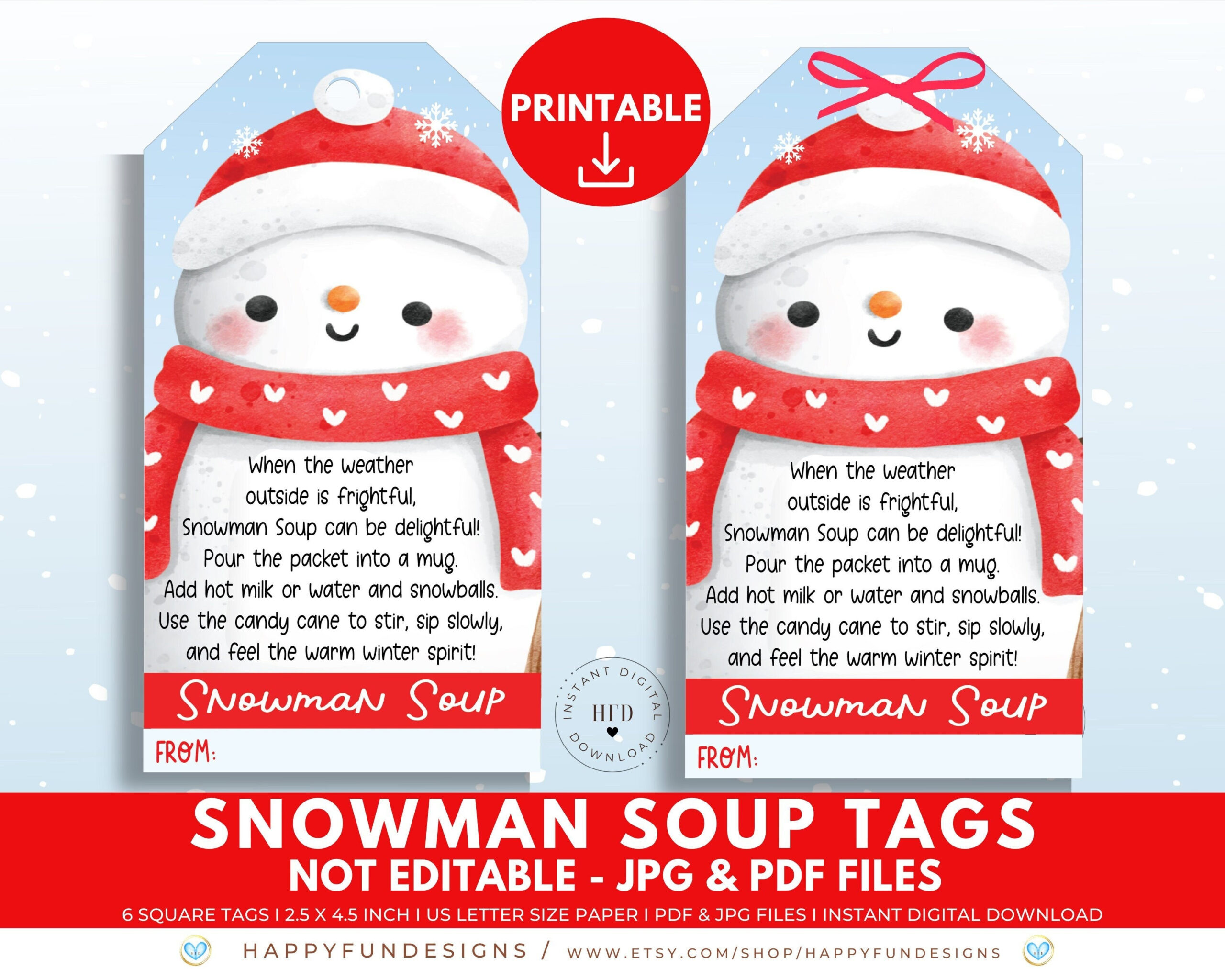 Snowman Soup Tag Printable, Snowman Soup Treat Bag Topper, Pta for Template Free Printable Snowman Soup Labels