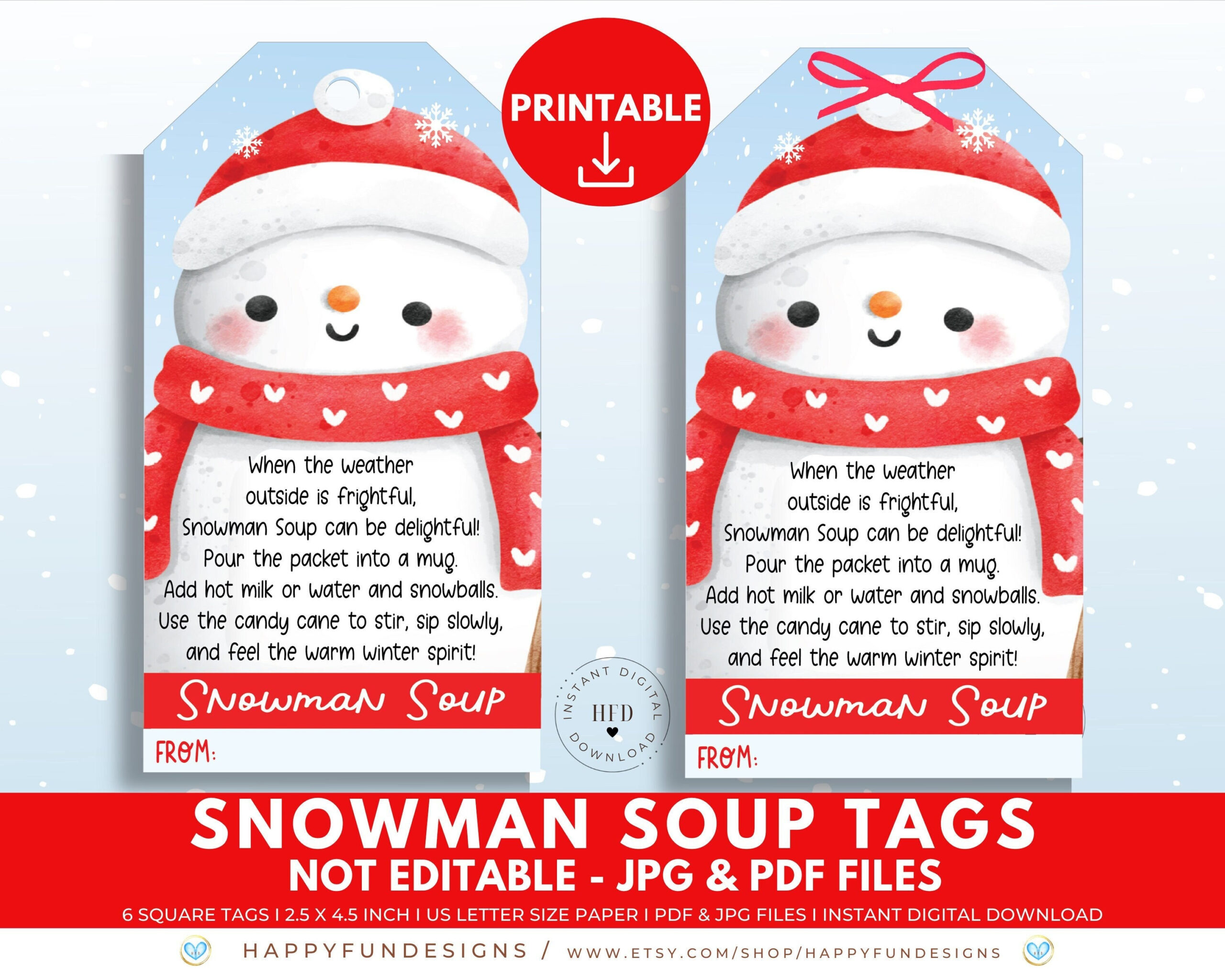 Snowman Soup Tag Printable, Snowman Soup Treat Bag Topper, Pta with regard to Free Printable Snowman Soup Labels