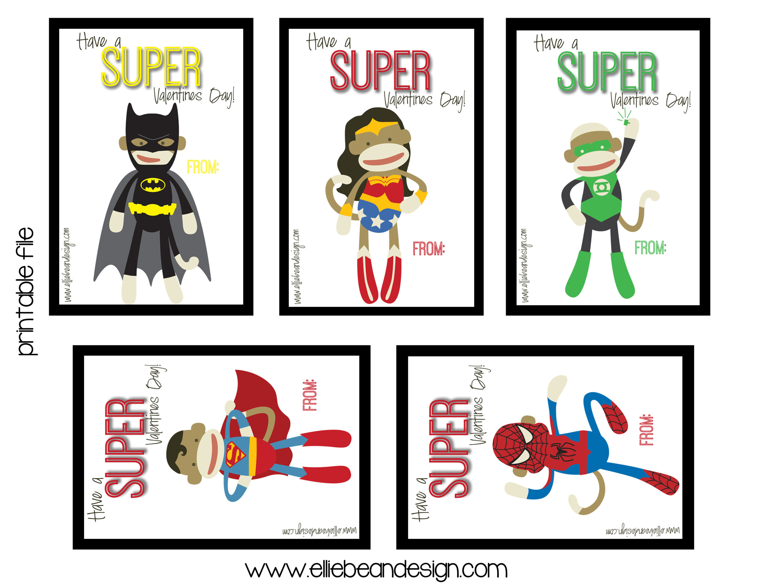 Sock Monkey Super Hero Valentine&amp;#039;S - Over The Big Moon with Free Printable Superhero Valentines