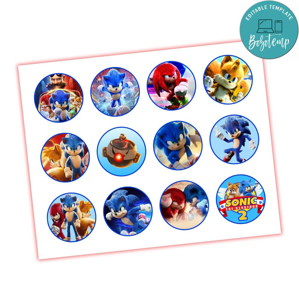 Sonic 2 Cupcake Toppers Template Printable Diy | Bobotemp in Free Printable Sonic Cupcake Toppers Printable