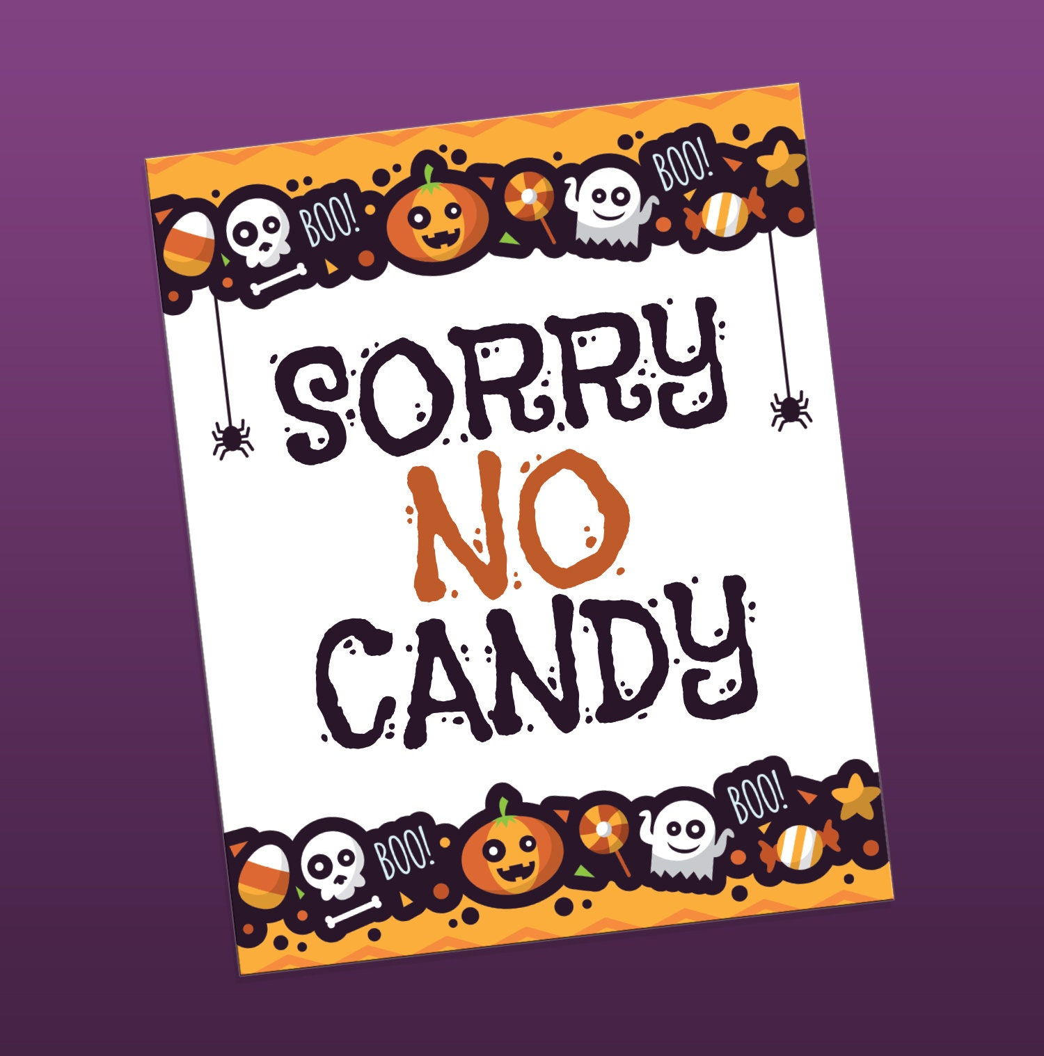Sorry No Candy Sign, Printable Halloween Sign, Halloween Door Sign inside No Candy Halloween Sign Printable