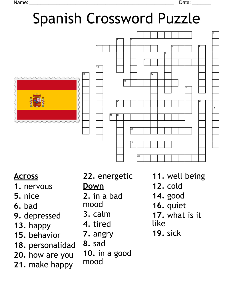 Spanish Crossword Puzzle - Wordmint regarding Crossword Puzzles in Spanish Printable