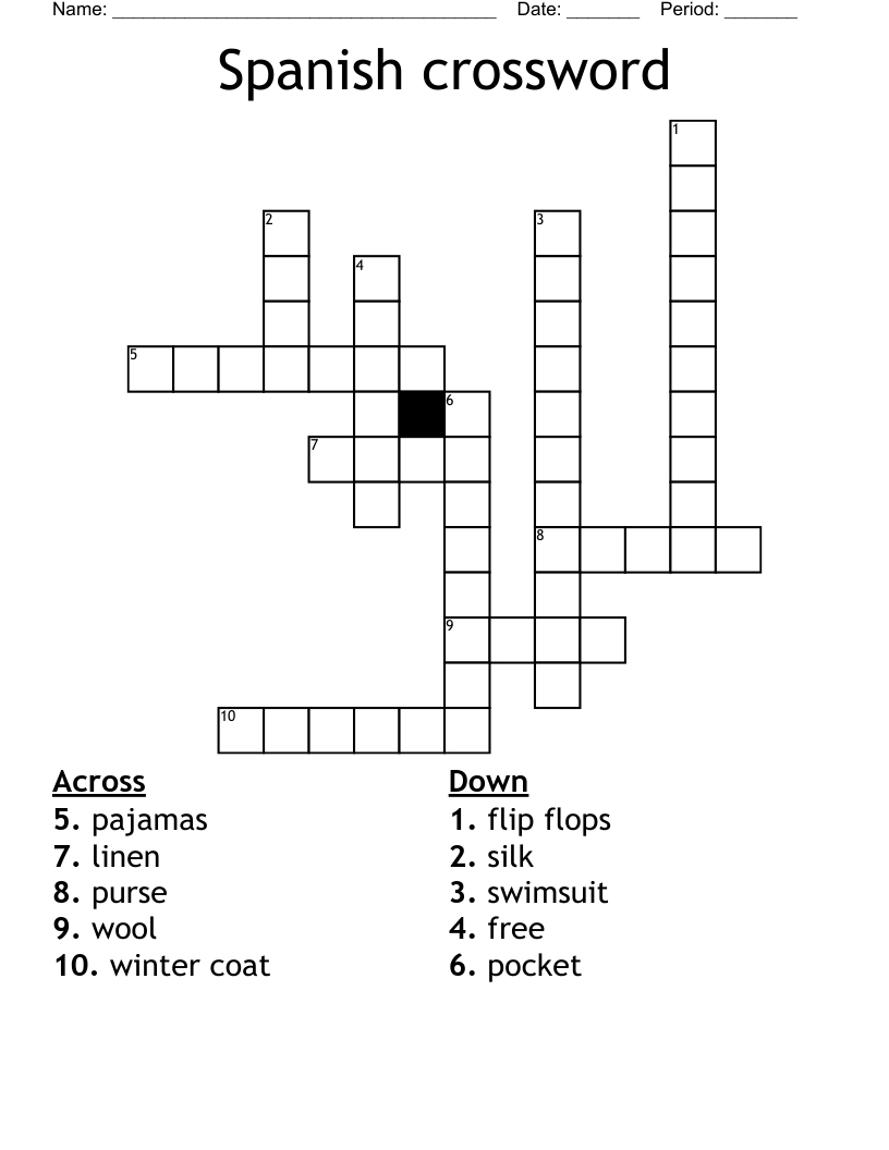 Spanish Crossword - Wordmint with Crossword Puzzles In Spanish Printable