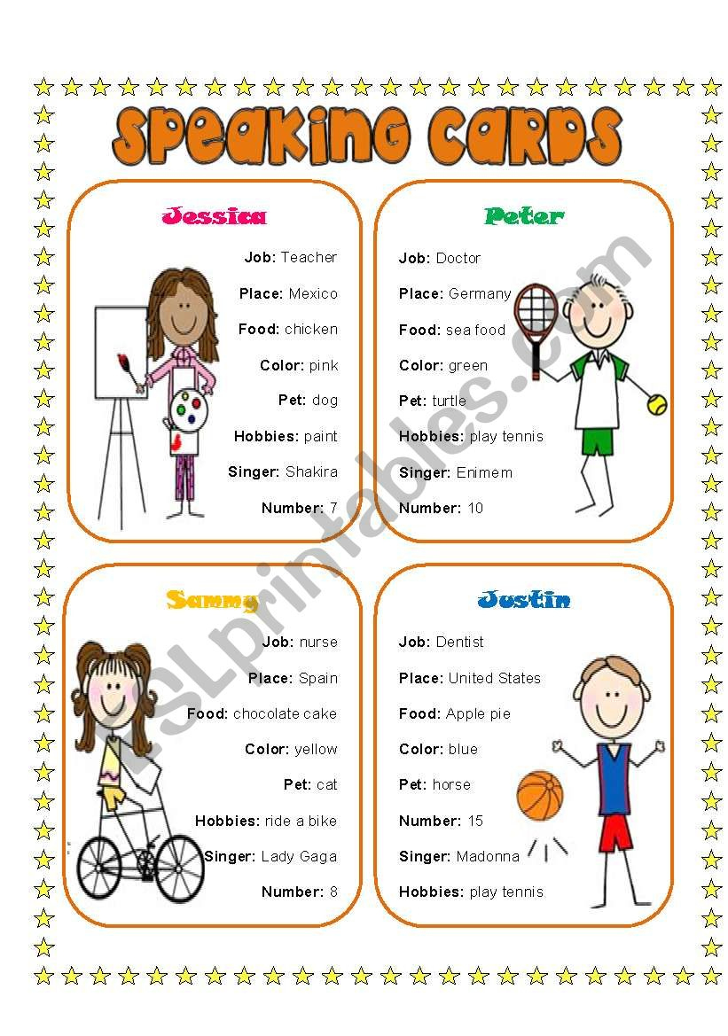 Speaking Cards 1(4) - Esl Worksheetlupiscasu throughout English Speaking Worksheets Printable