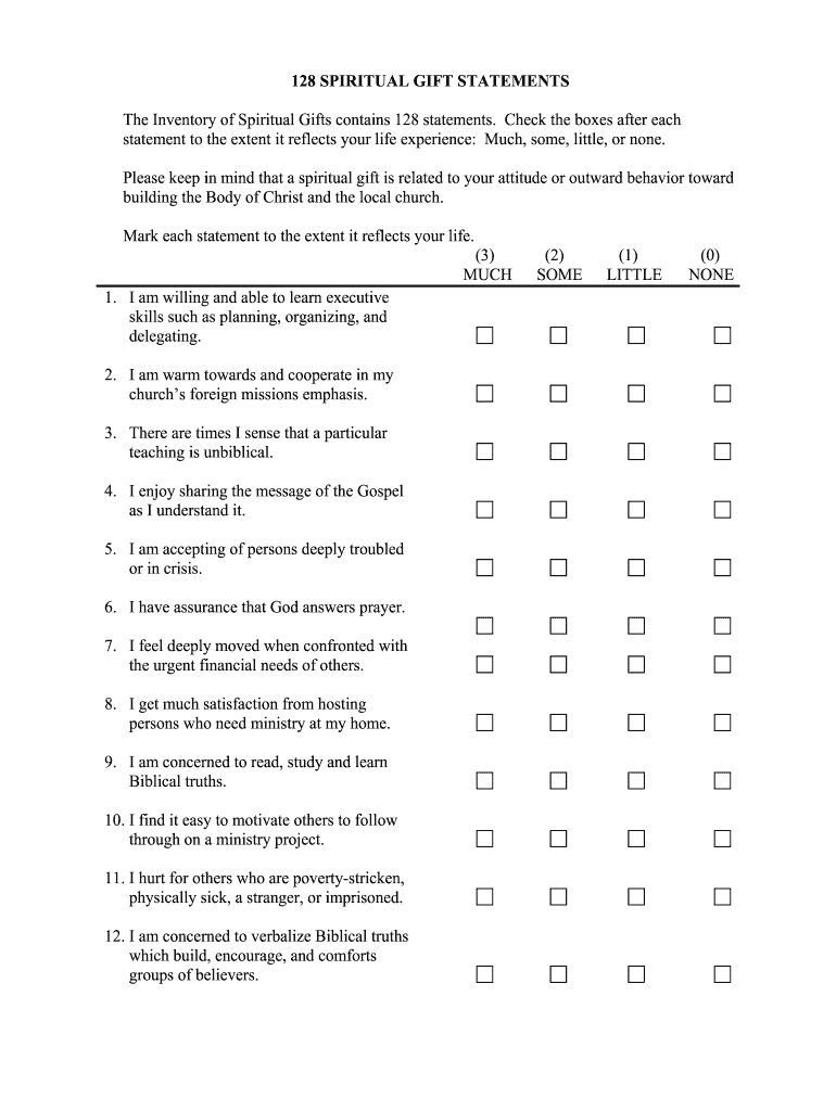 Spiritual Gift Test Pdf - Fill Online, Printable, Fillable, Blank with Free Spiritual Gifts Test Printable