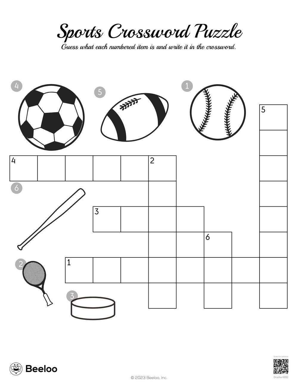 Sports-Themed Crossword Puzzles • Beeloo Printable Crafts And regarding Sport Crosswords Printable