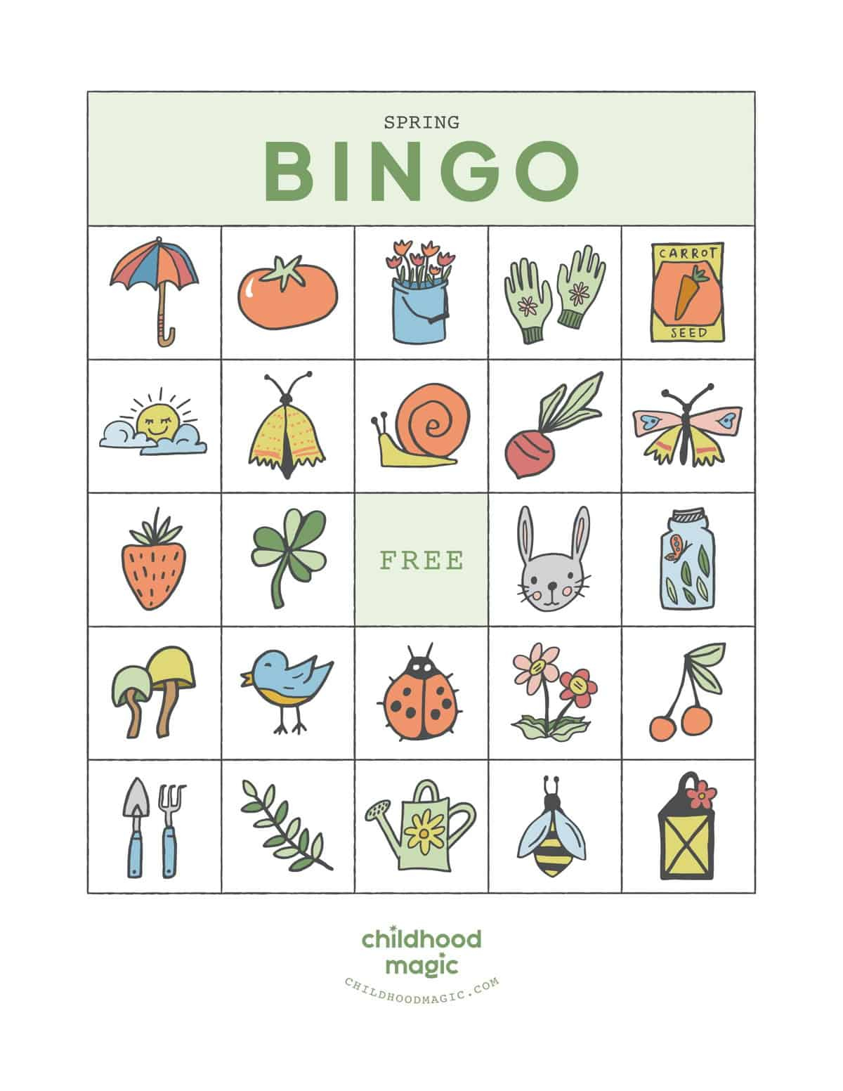 Spring Bingo - Childhood Magic throughout Spring Bingo Cards Printable Free