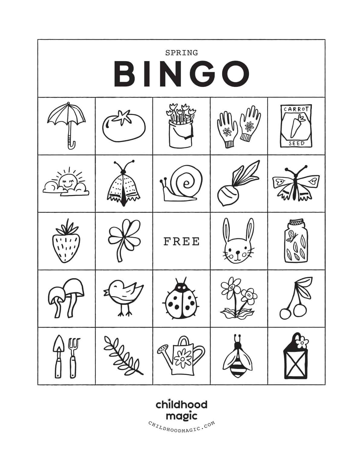 Spring Bingo - Childhood Magic with regard to Spring Bingo Cards Printable Free