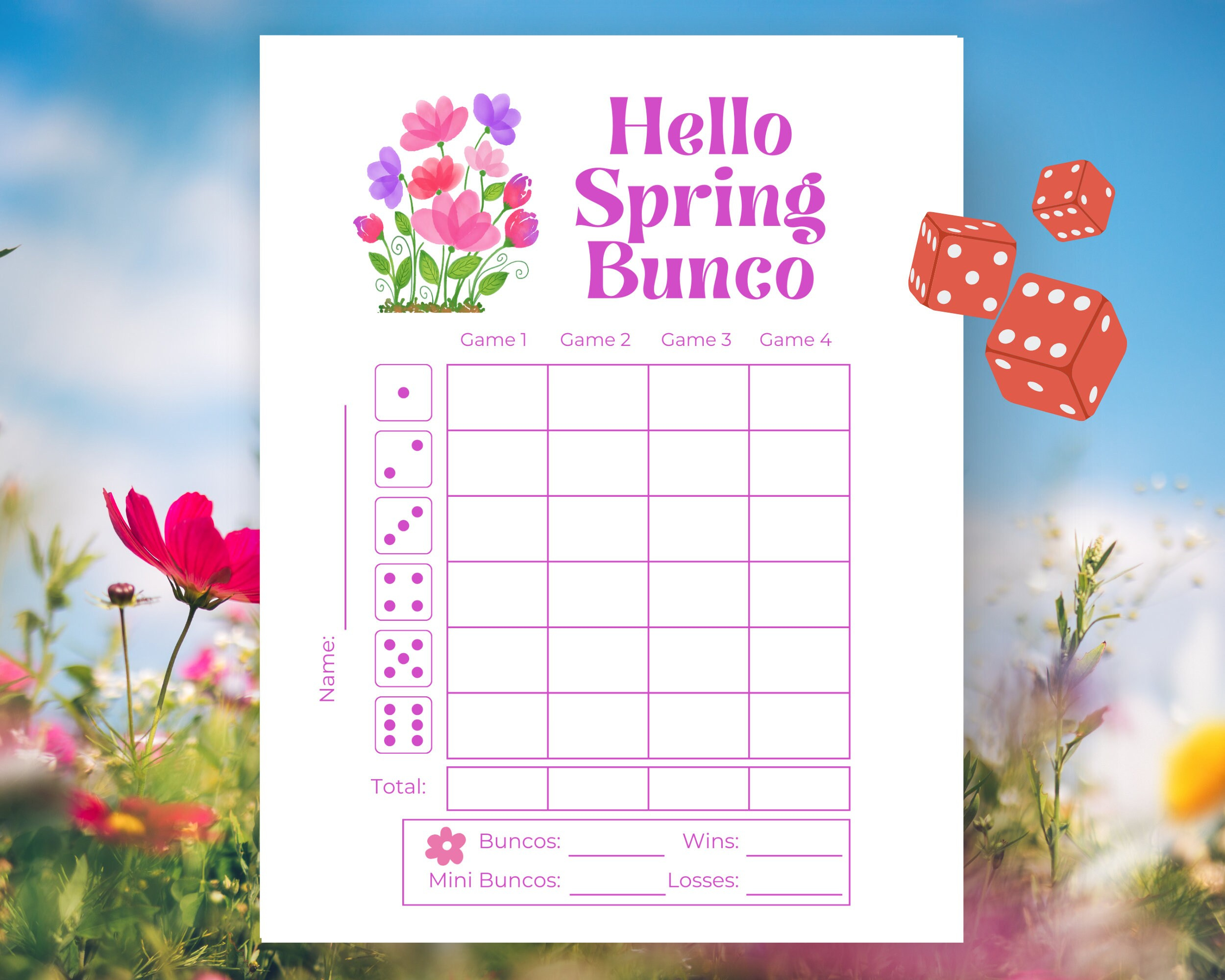 Spring Bunco Score Sheets, April Bunco Sheets, Hello Spring Bunco within Free Printable Bunco Score Sheets Spring
