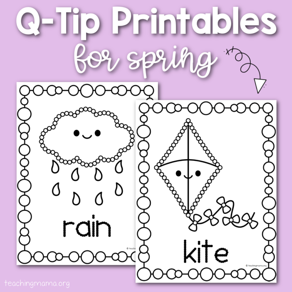 Spring Q-Tip Painting Printables - Teaching Mama intended for Free Printable Q Tip Painting Templates