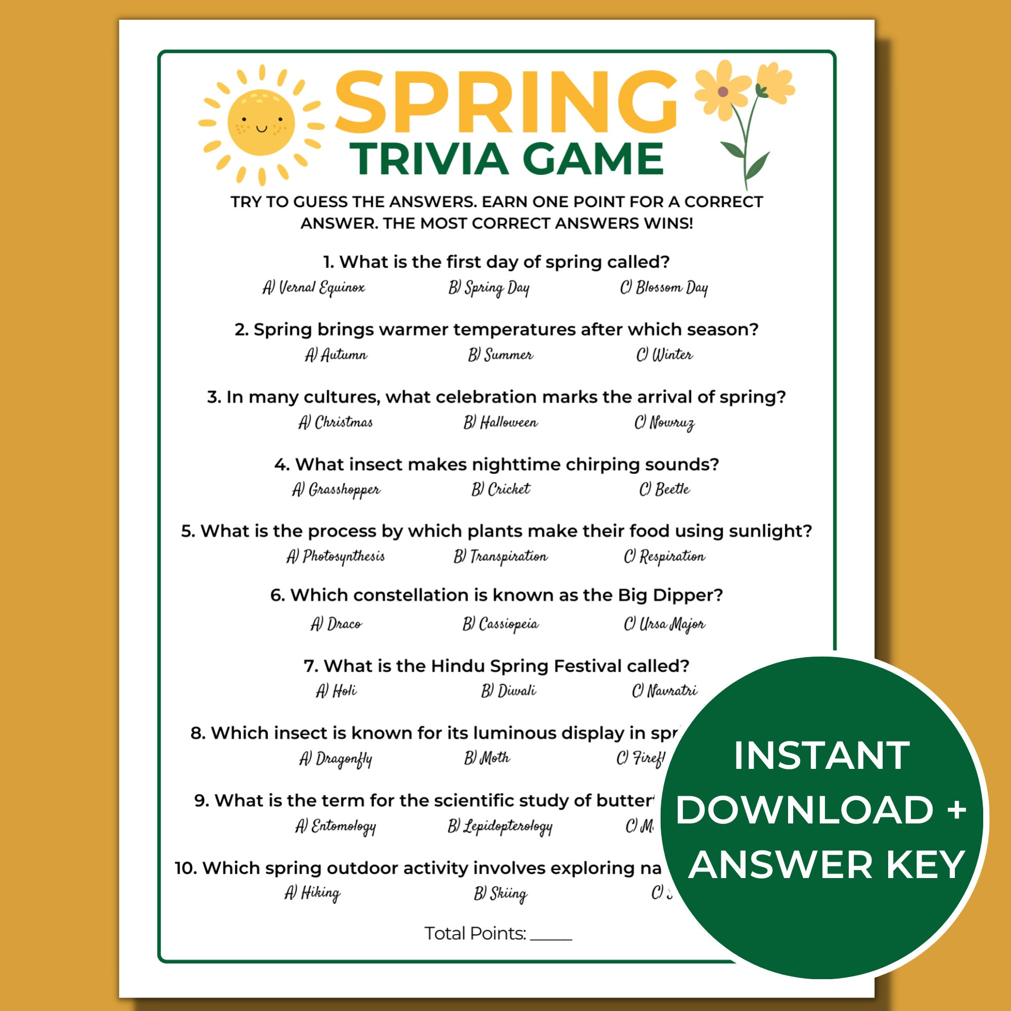Spring Trivia Game, Printable Spring Games, Fun Spring Activities for Free Printable Spring Trivia Questions And Answers Printable