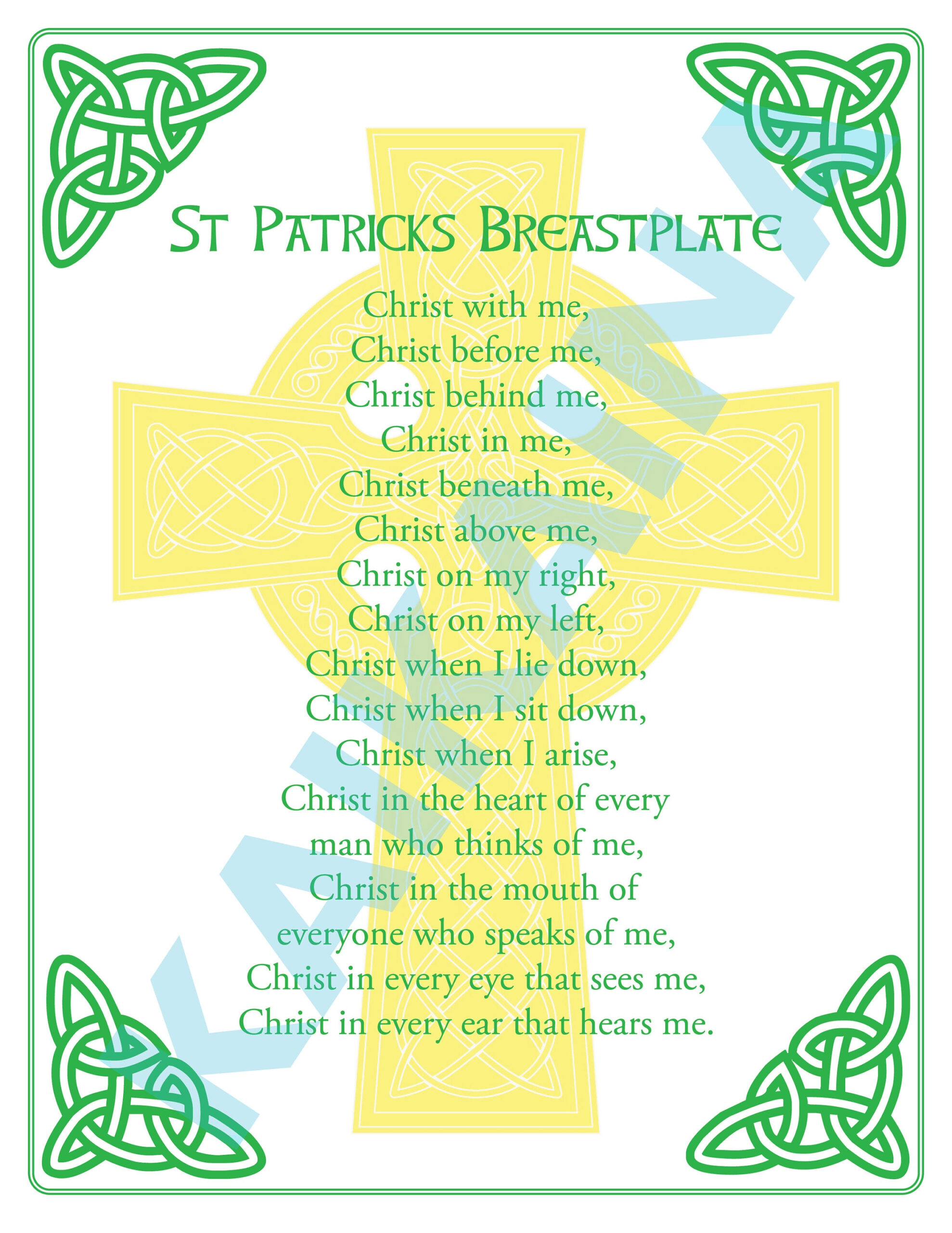 St. Patrick Breastplate Prayer Printable 8.5 X 11 Poster &amp;quot;Christ With Me.&amp;quot; throughout Printable St Patrick&amp;amp;#039;s Breastplate