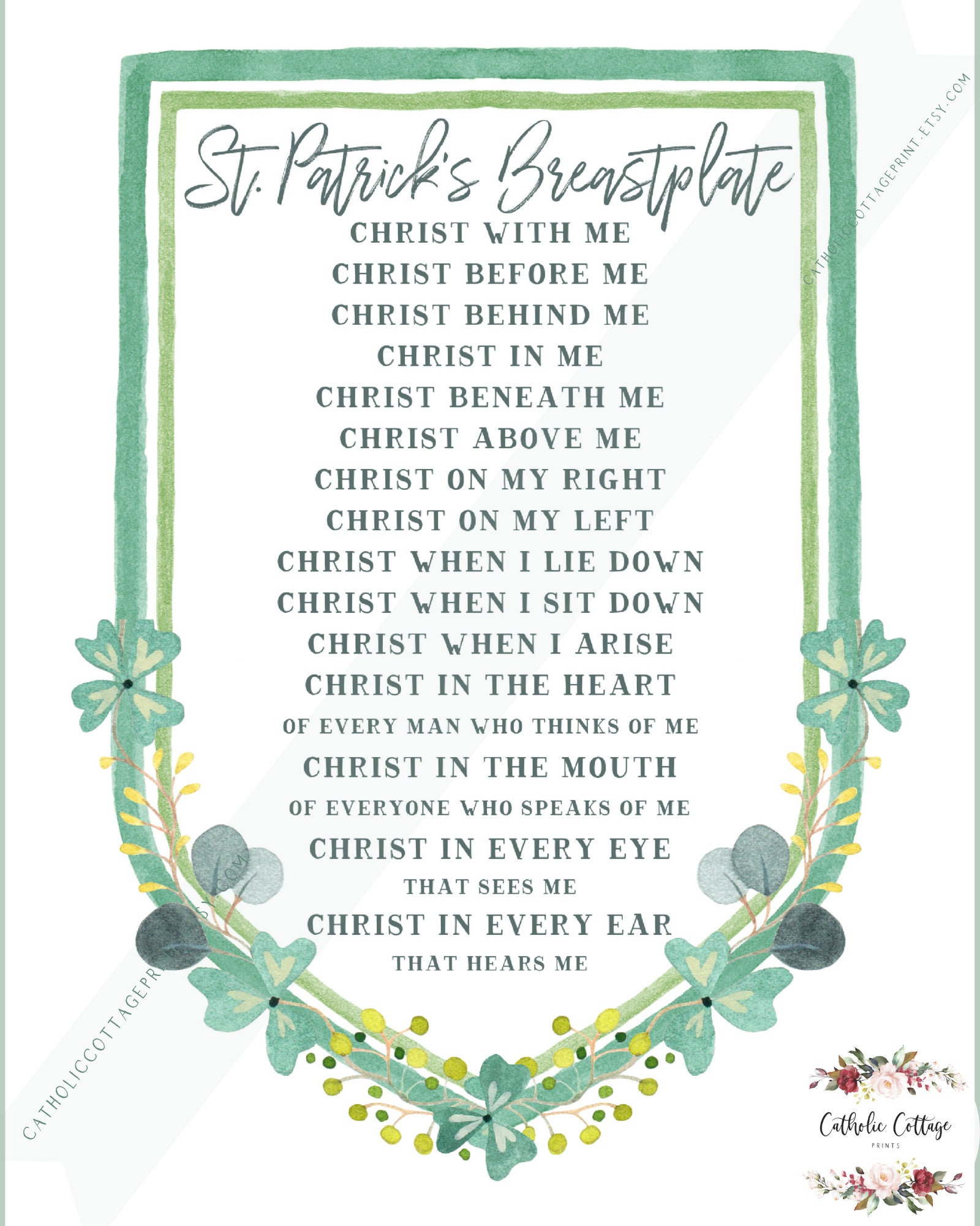 St. Patrick&amp;#039;S Breastplate Printable - &amp;quot;Christ With Me, Christ throughout Printable St Patrick&amp;#039;S Breastplate