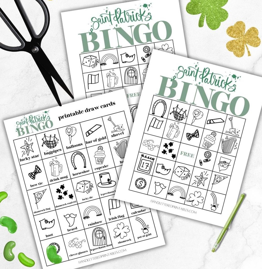 St. Patrick&amp;#039;S Day Bingo Free Printable Cards - Hand Lettered regarding St Patricks Day Bingo Cards Printable Free