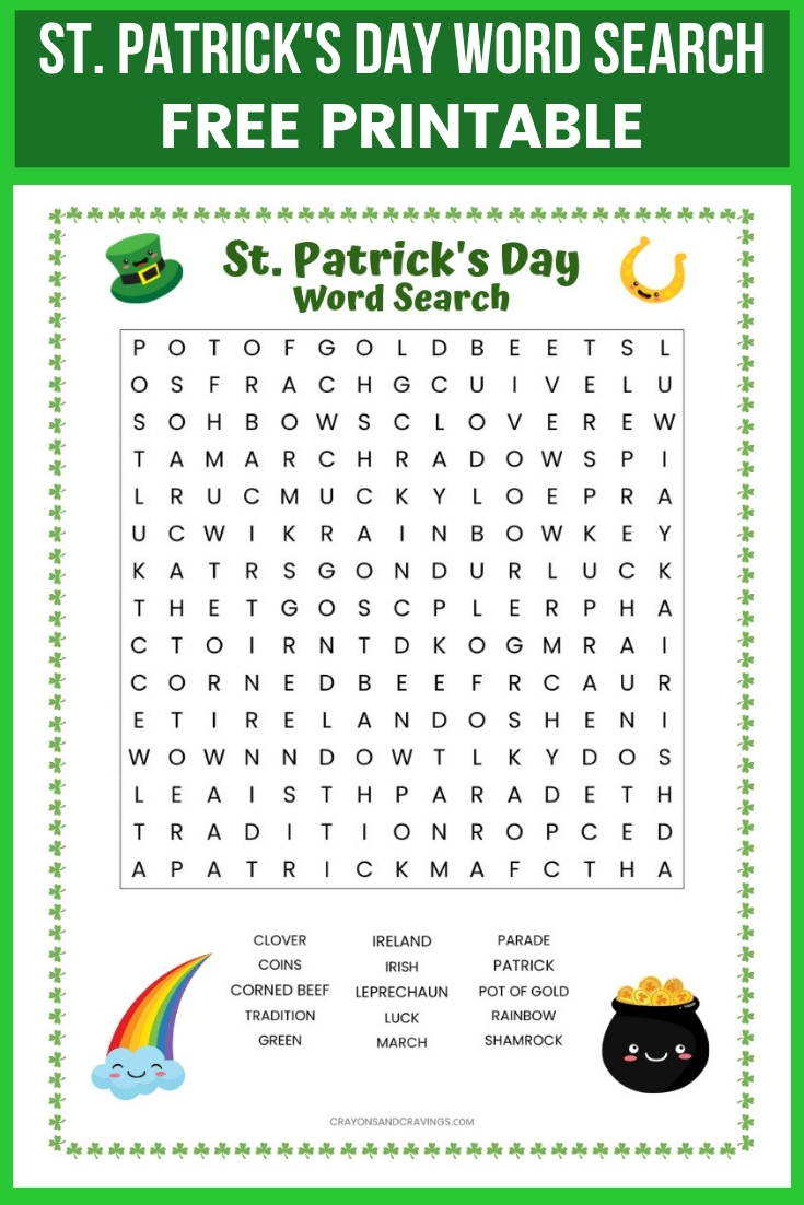 St. Patrick&amp;#039;S Day Word Search Free Printable Worksheet intended for St Patrick&amp;#039;S Day Puzzles Printable Free