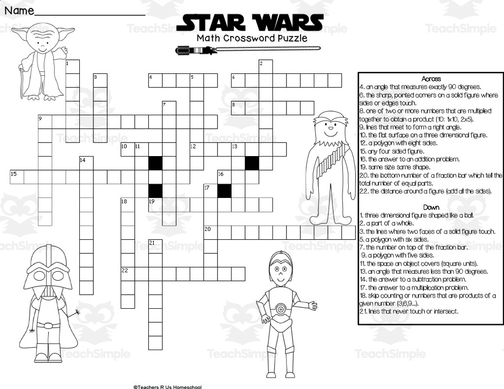 Star Wars Circuit And Crossword Packet within Star Wars Crossword Printable