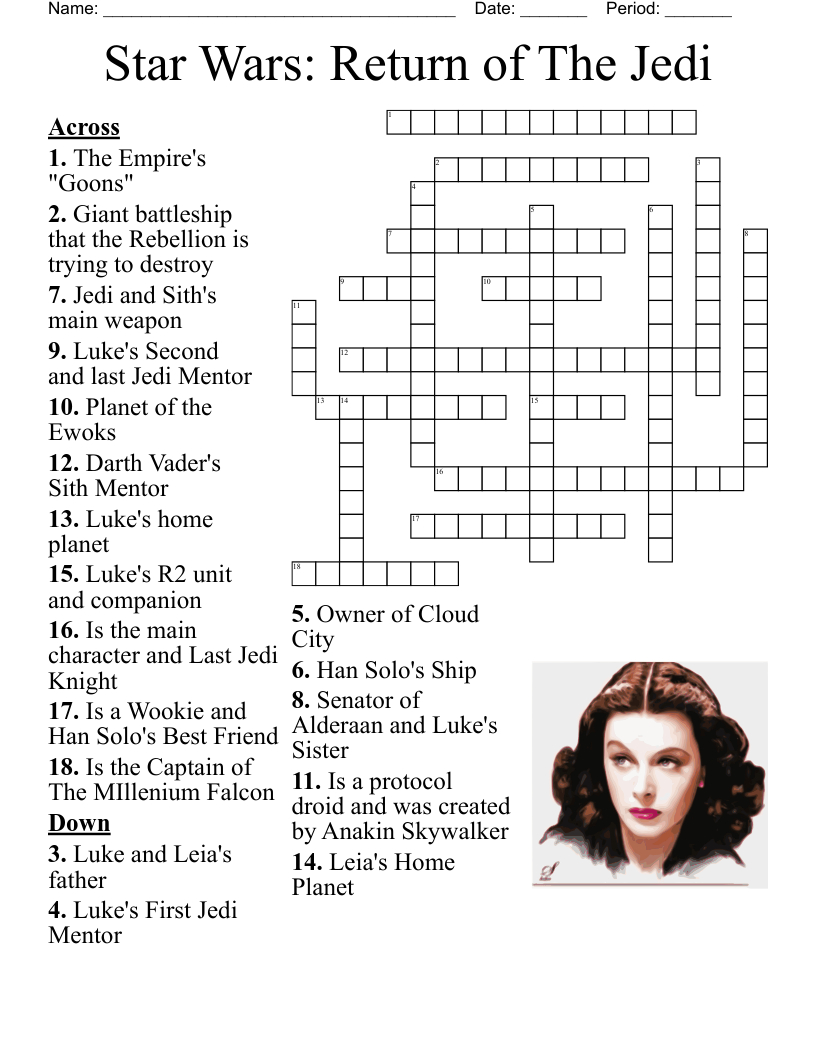 Star Wars Crossword - Wordmint in Star Wars Crossword Puzzle Printable