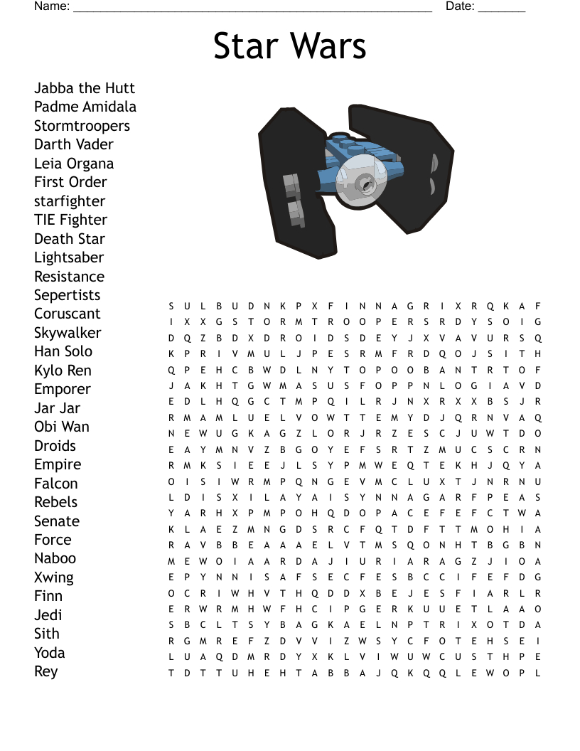 Star Wars Crossword - Wordmint intended for Star Wars Crossword Puzzle Printable
