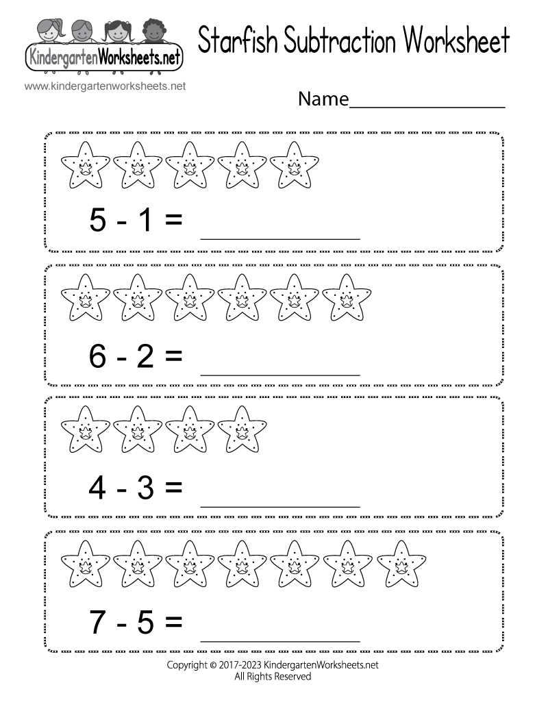 Starfish Subtraction Worksheet - Free Printable, Digital, &amp;amp; Pdf intended for Starfish Subtraction Worksheet Printable