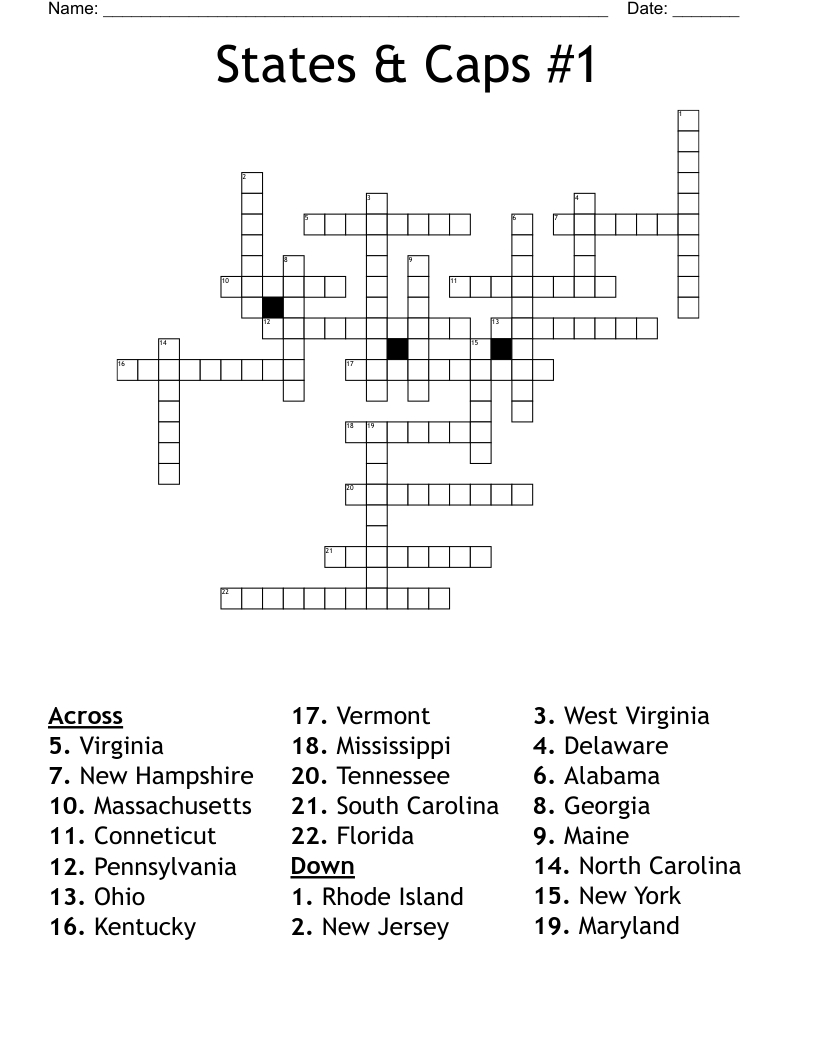 States Of The Northeast Worksheet - Wordmint inside Northeast States and Capitals Quiz Free Printable