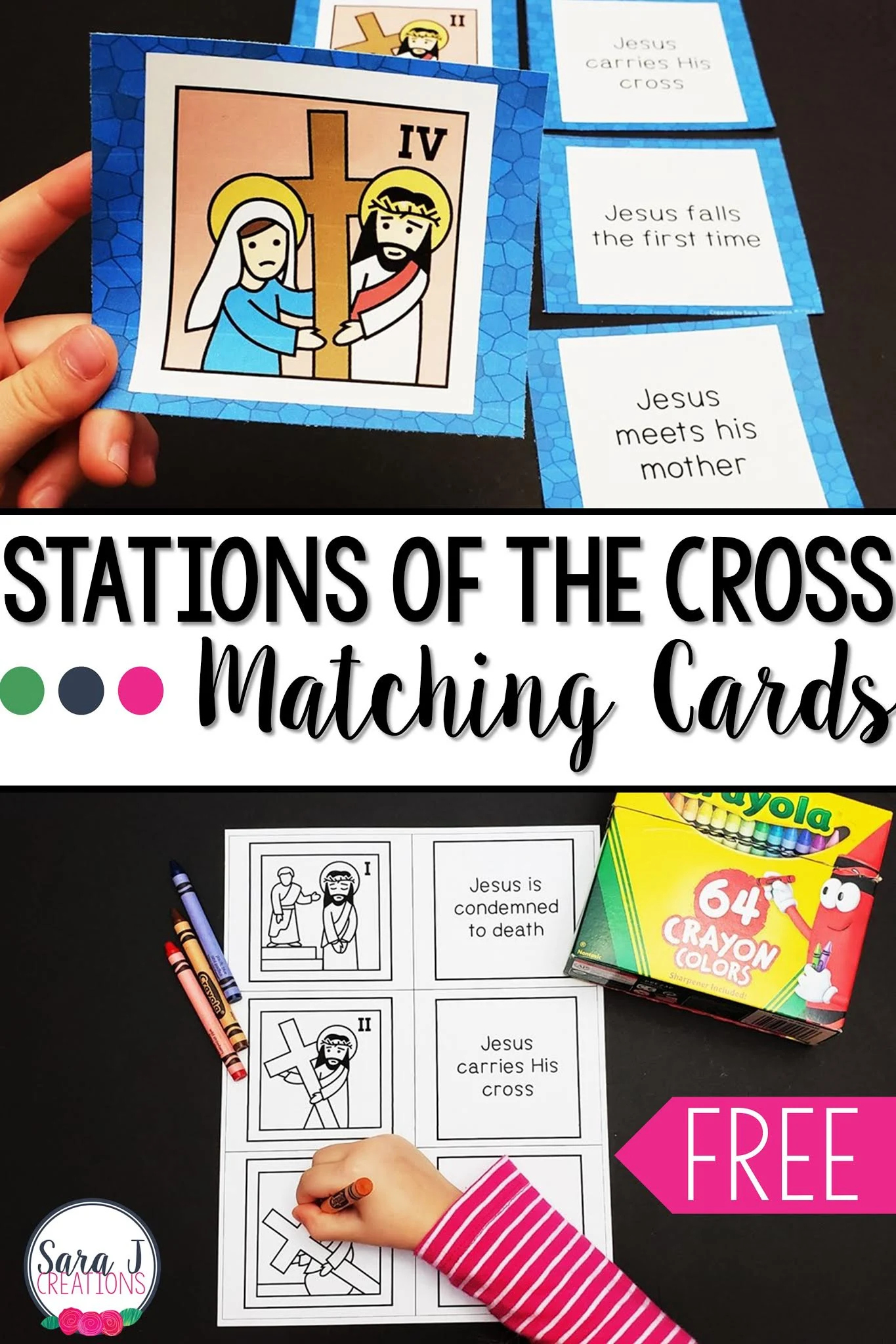 Stations Of The Cross Matching Cards Freebie | Sara J Creations intended for Free Stations of the Cross Printables