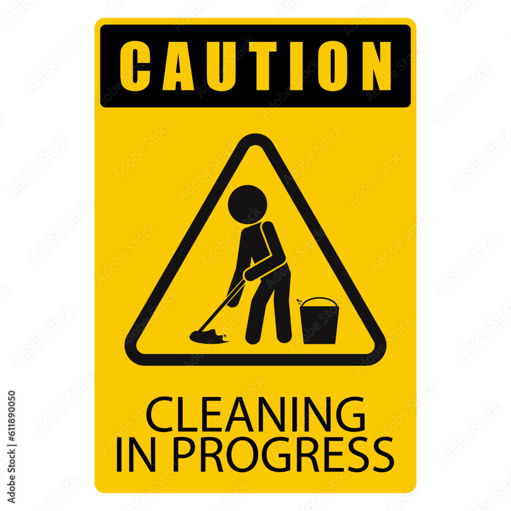 Stock-Vektorgrafik „Printable Safety Sign Stickman Moping Floor with regard to Cleaning in Progress Sign Printable