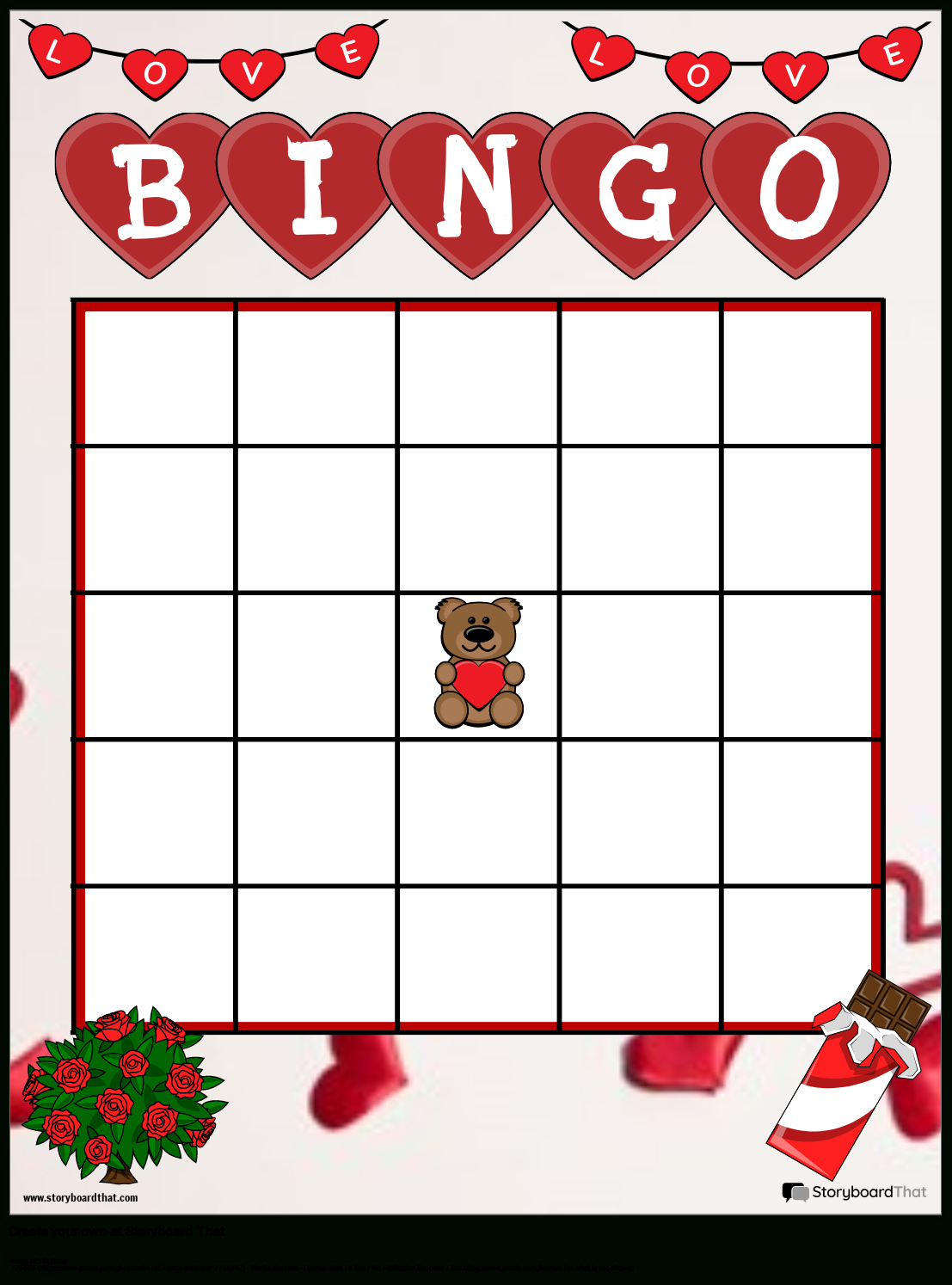 Storyboard That: Free Bingo Card Templates For Educators intended for Valentine&amp;amp;#039;s Day Bingo Card Generator