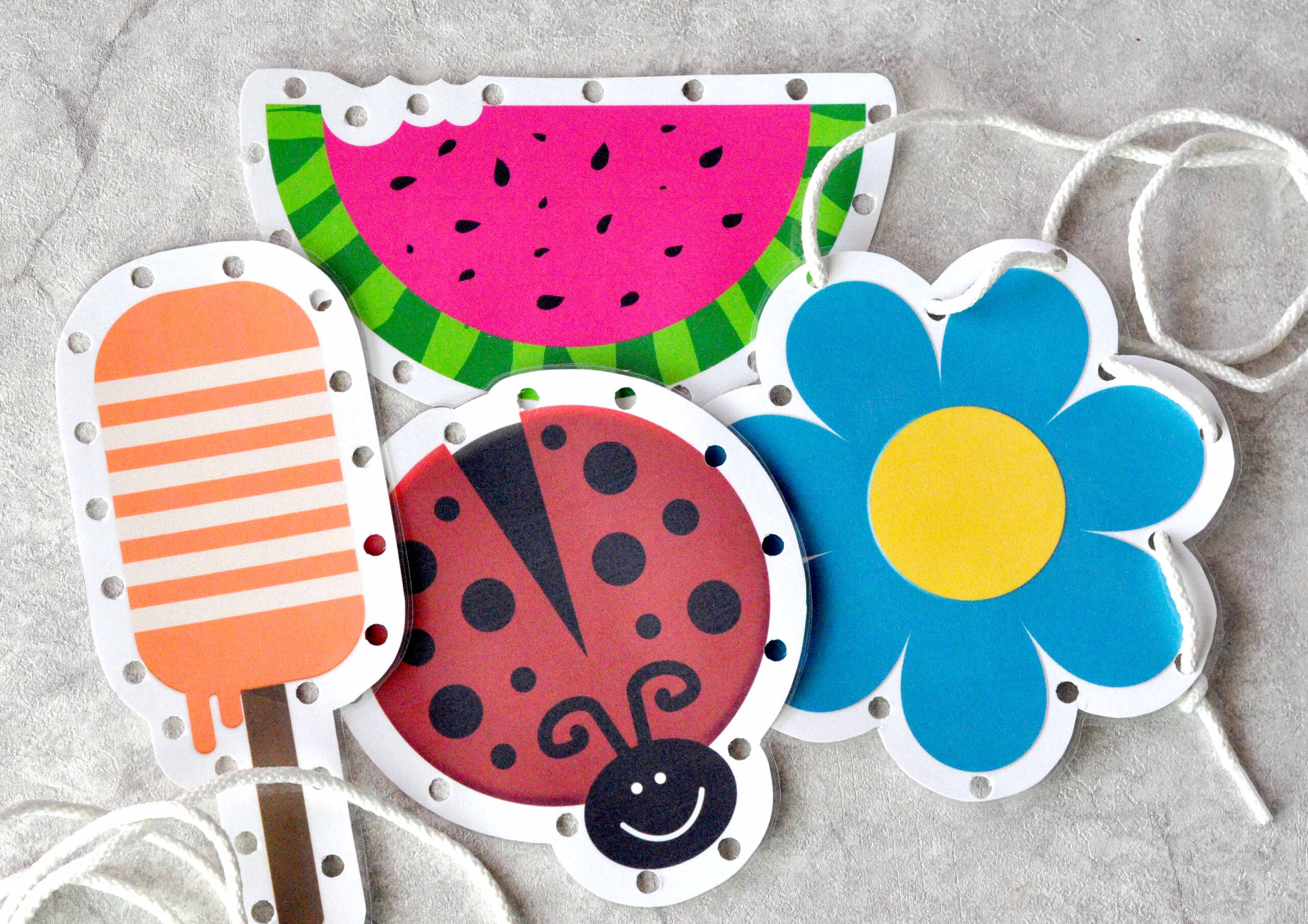 Summer Sewing (Lacing) Cards | Www.teepeegirl intended for Lacing Cards Free Printable