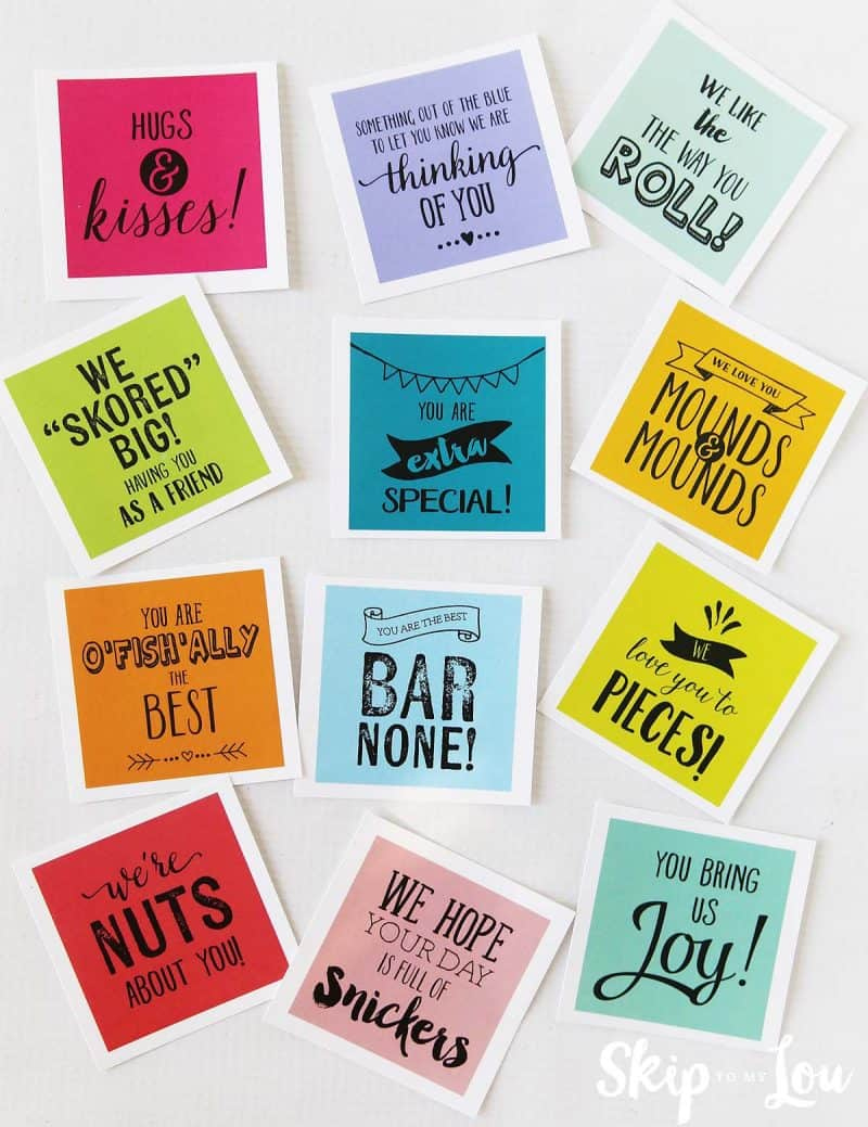 Super Sweet Care Package With Free Printable Gift Tags with Free Printable Candy Bar Sayings