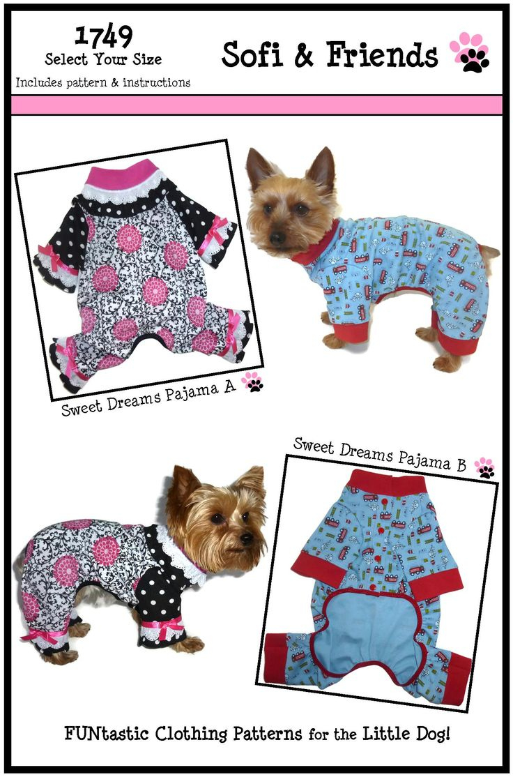 Sweet Dreams Dog Pajamas Sewing Pattern 1749 - Dog Jammies - Dog regarding Pajama Free Printable Sewing Patterns For Dog Clothes