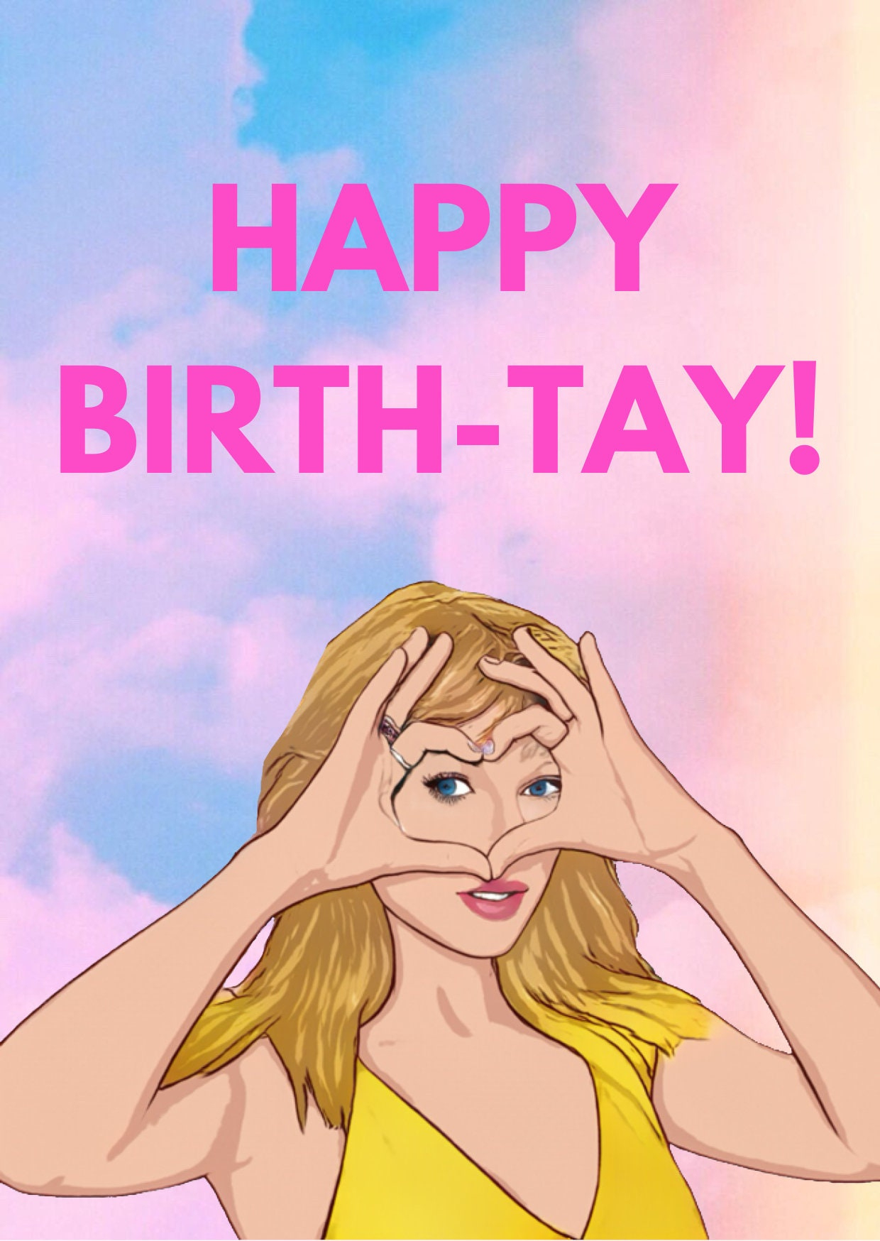 Taylor Swift Printable Birthday Day Card-Happy Birth-Tay! inside Taylor Swift Birthday Card Free Printable