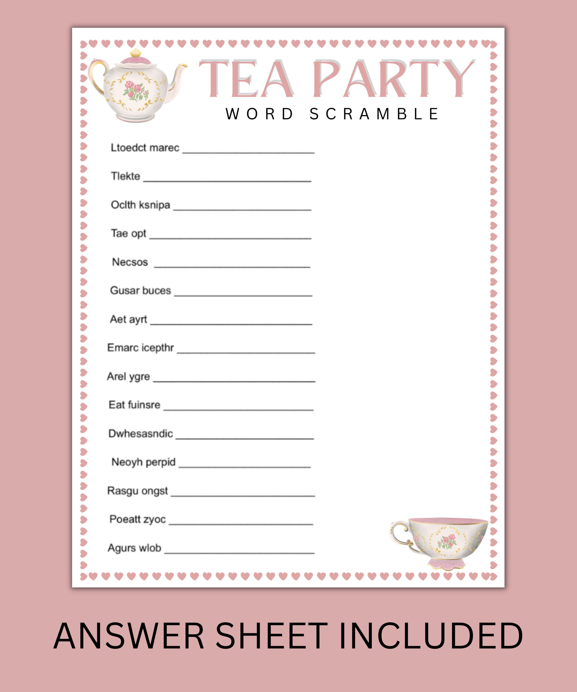 Tea Party Games Bundle - Printable Tea Party Games - Tea Party with regard to Free Printable Tea Party Games