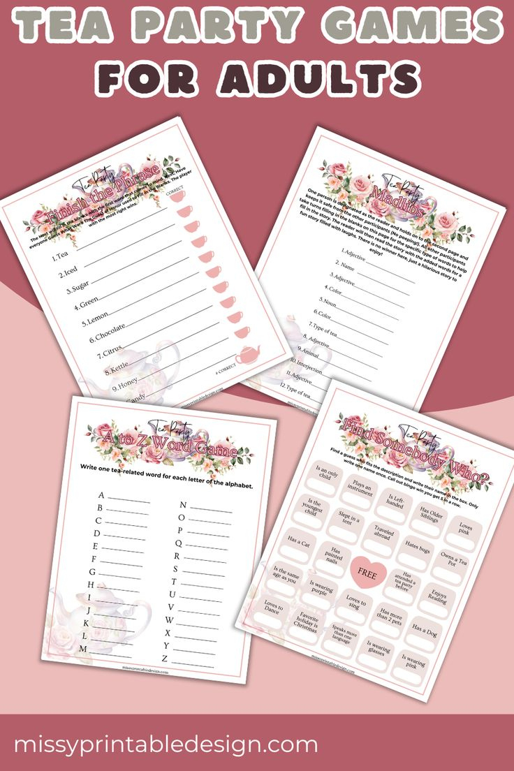 Tea Party Games - Shop On Pinterest in Free Printable Tea Party Games For Adults