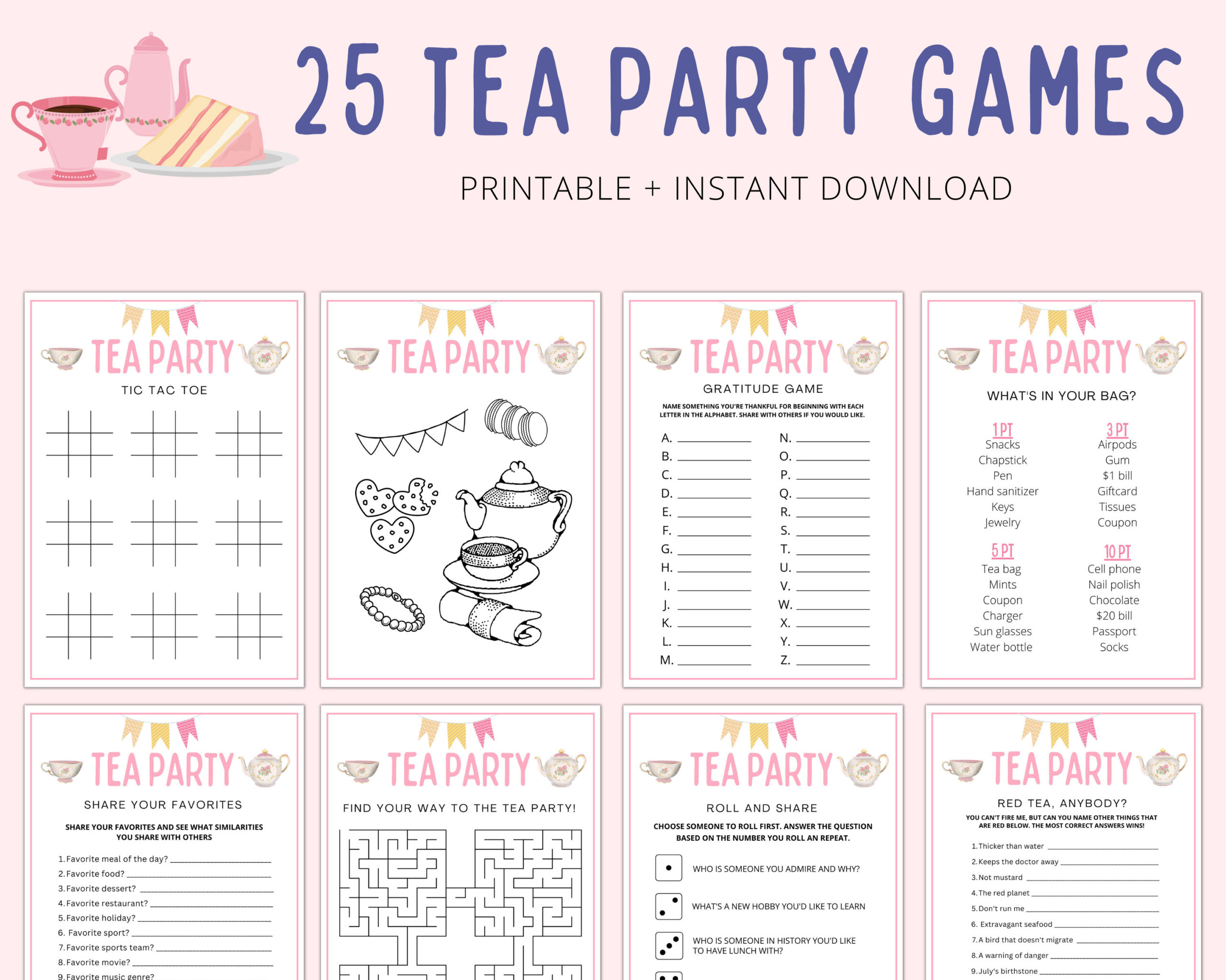 Tea Party Games | Tea Party Games Adults Kids Toddler | Tea Party within Free Printable Tea Party Games For Adults