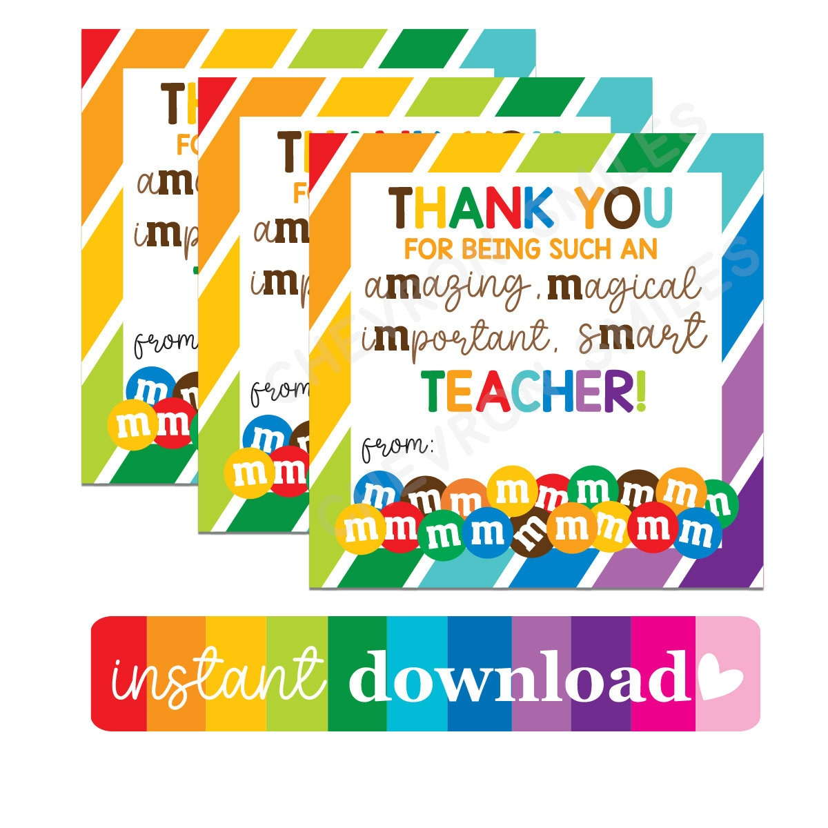 Teacher Appreciation Printable Tag | Teacher Rainbow Tags | Staff pertaining to M M Teacher Appreciation Printable
