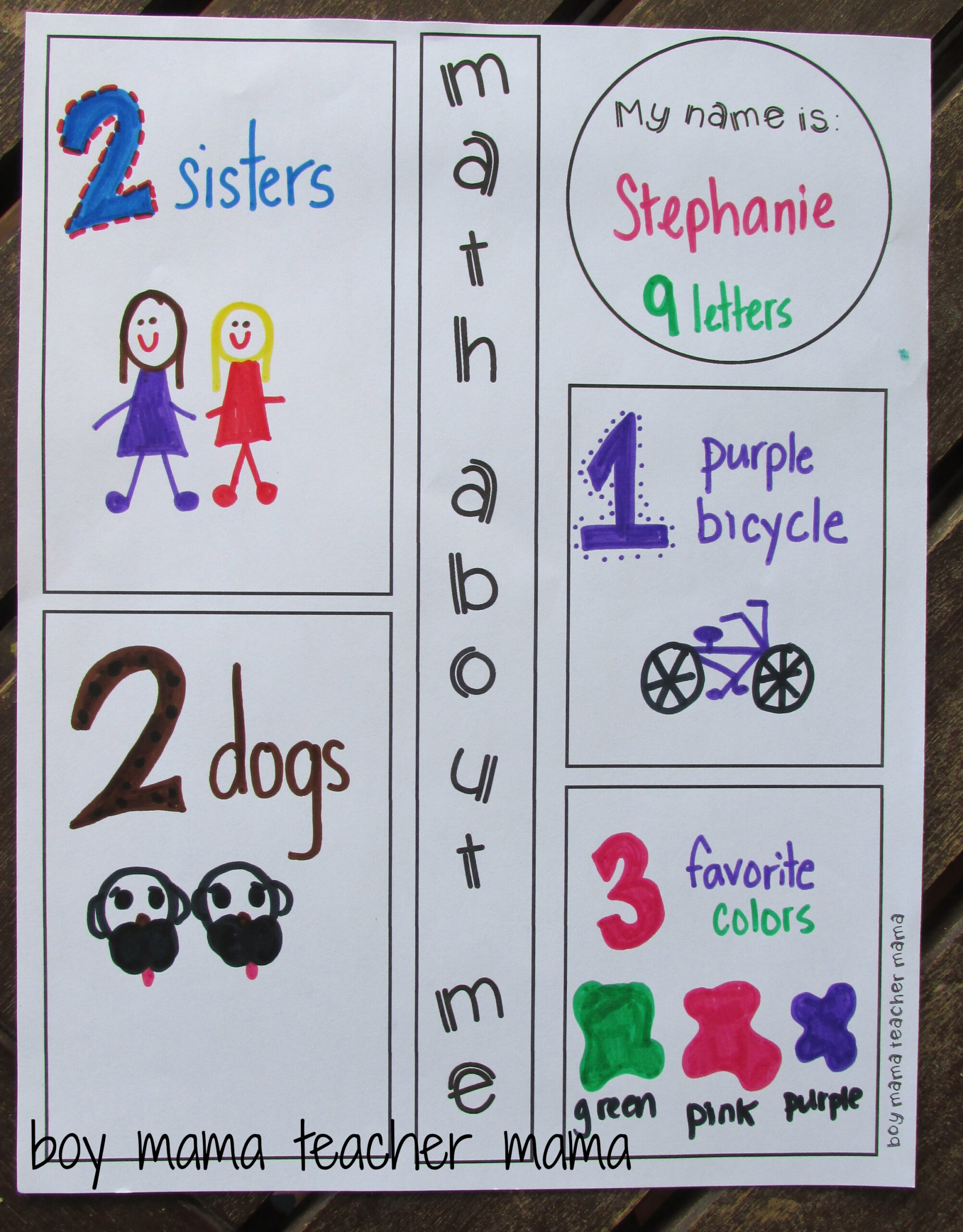 Teacher Mama: Free Printable: Math About Me {After School Linky intended for Math About Me Free Printable