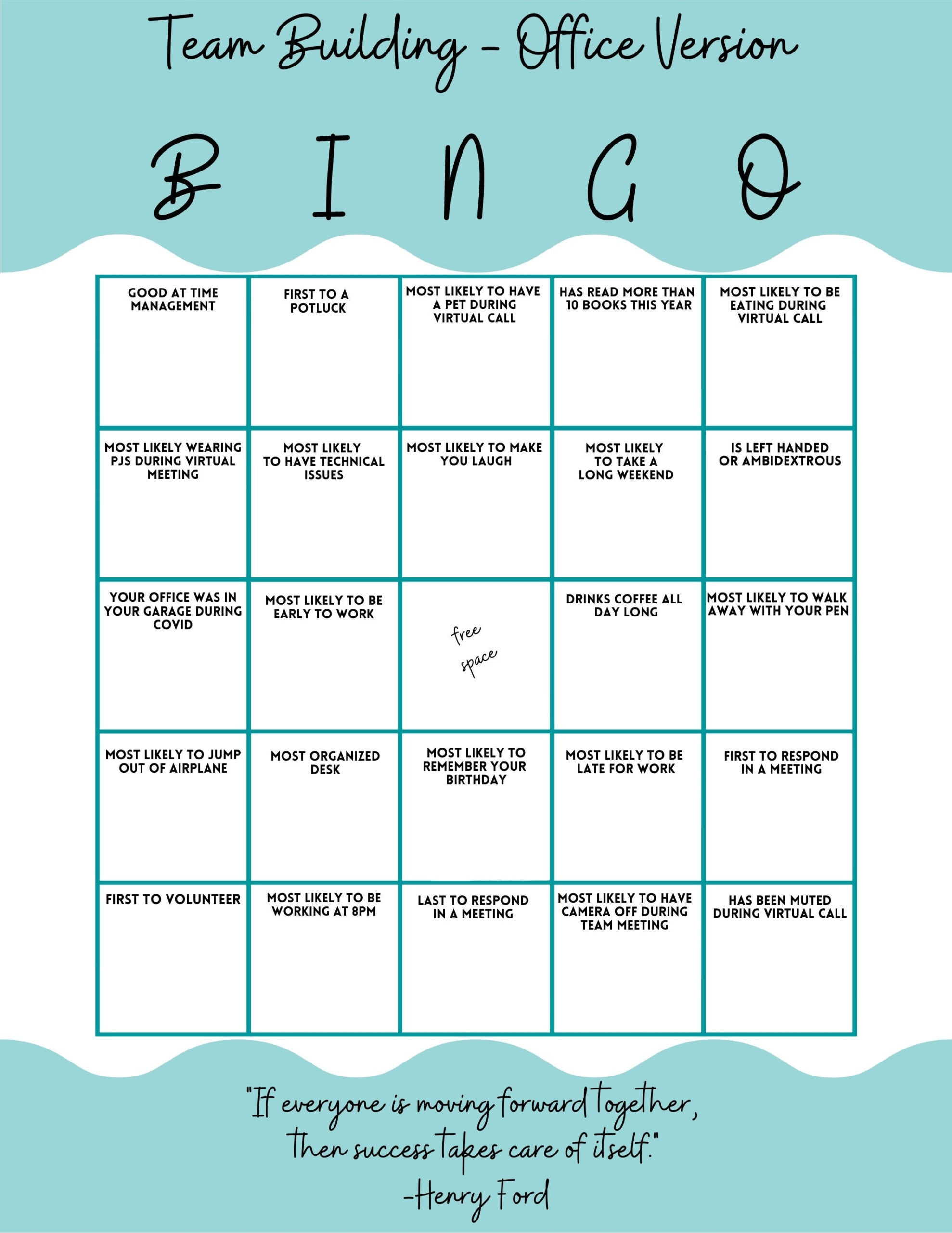 Team Building Bingo Game Office Version - Etsy Uk pertaining to Team Building Bingo Cards