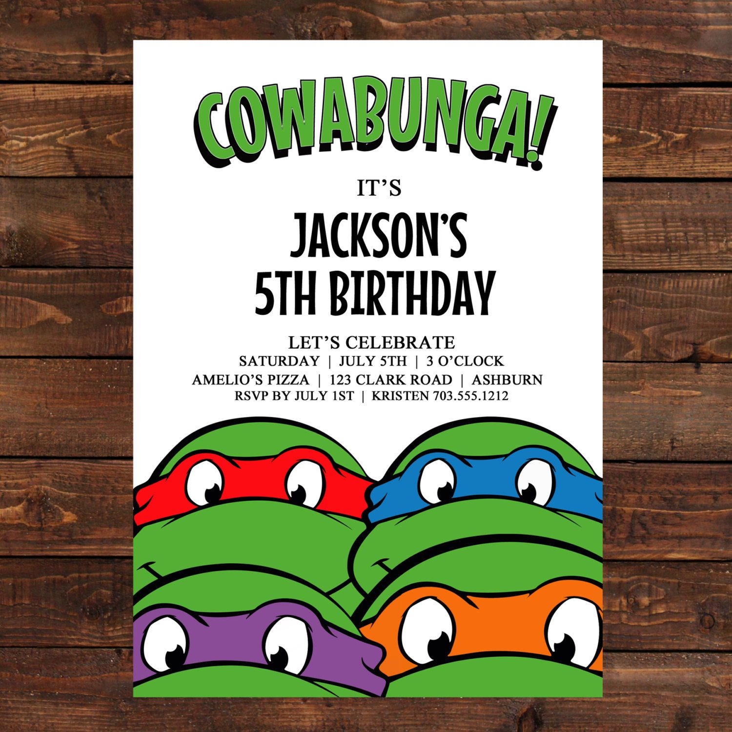 Teenage Mutant Ninja Turtles Birthday Party Invitations within Free Printable Tmnt Invitations